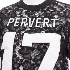 GIVENCHY 2013 Runway Tisci black Pervert 17 sheer lace jersey tshirt FR38 M
