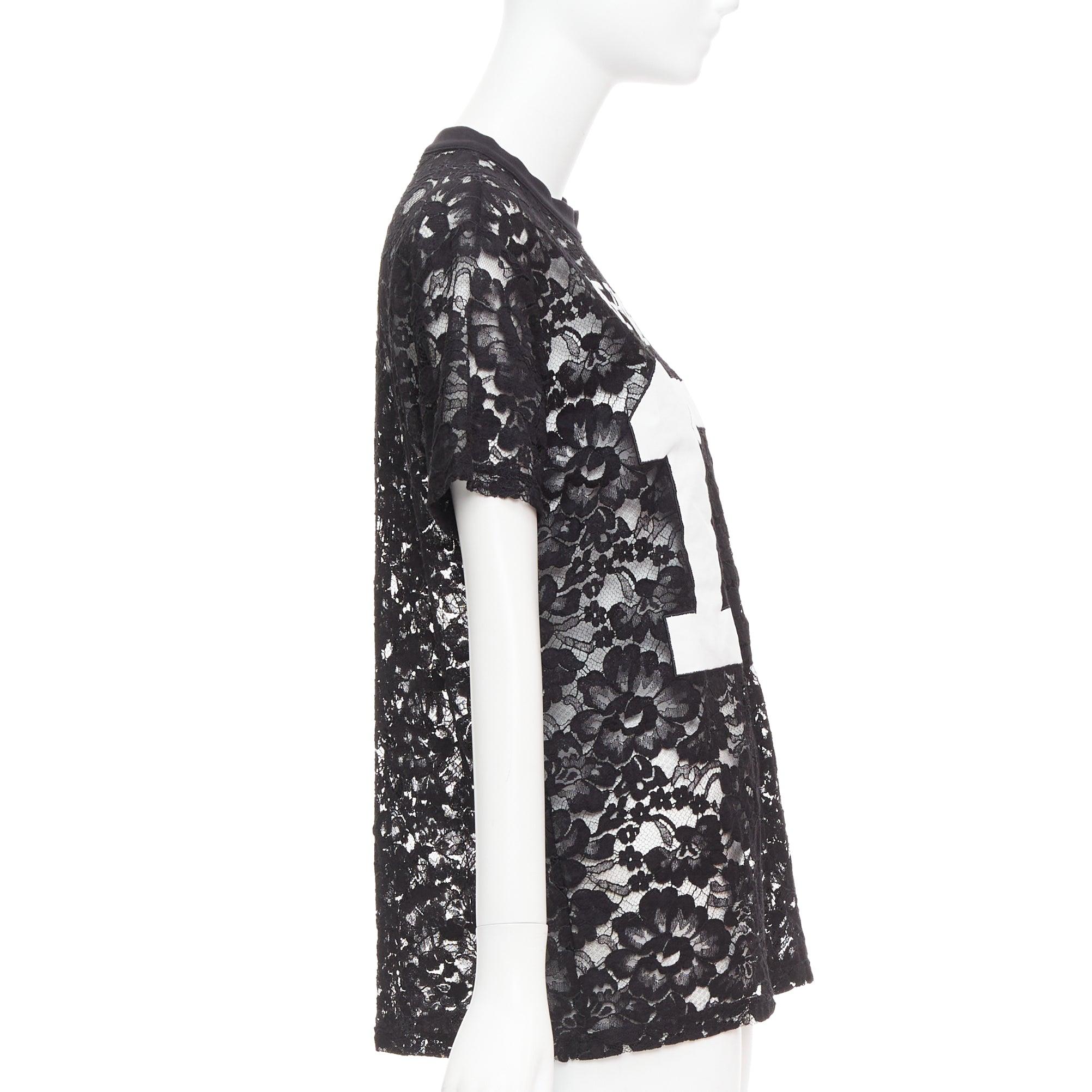 GIVENCHY 2013 Runway Tisci noir Pervert 17 tshirt en jersey de dentelle transparente FR38 M Excellent état - En vente à Hong Kong, NT