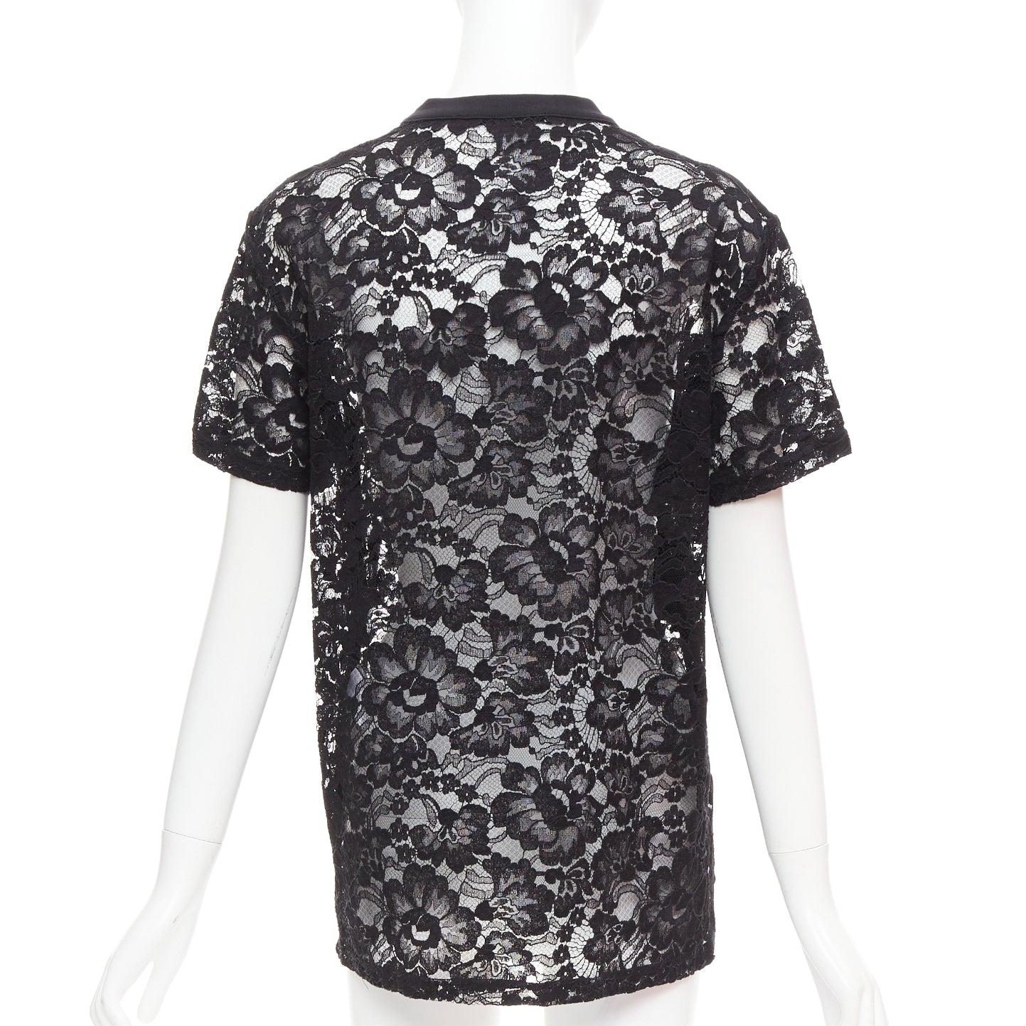 GIVENCHY 2013 Runway Tisci noir Pervert 17 tshirt en jersey de dentelle transparente FR38 M Pour femmes en vente