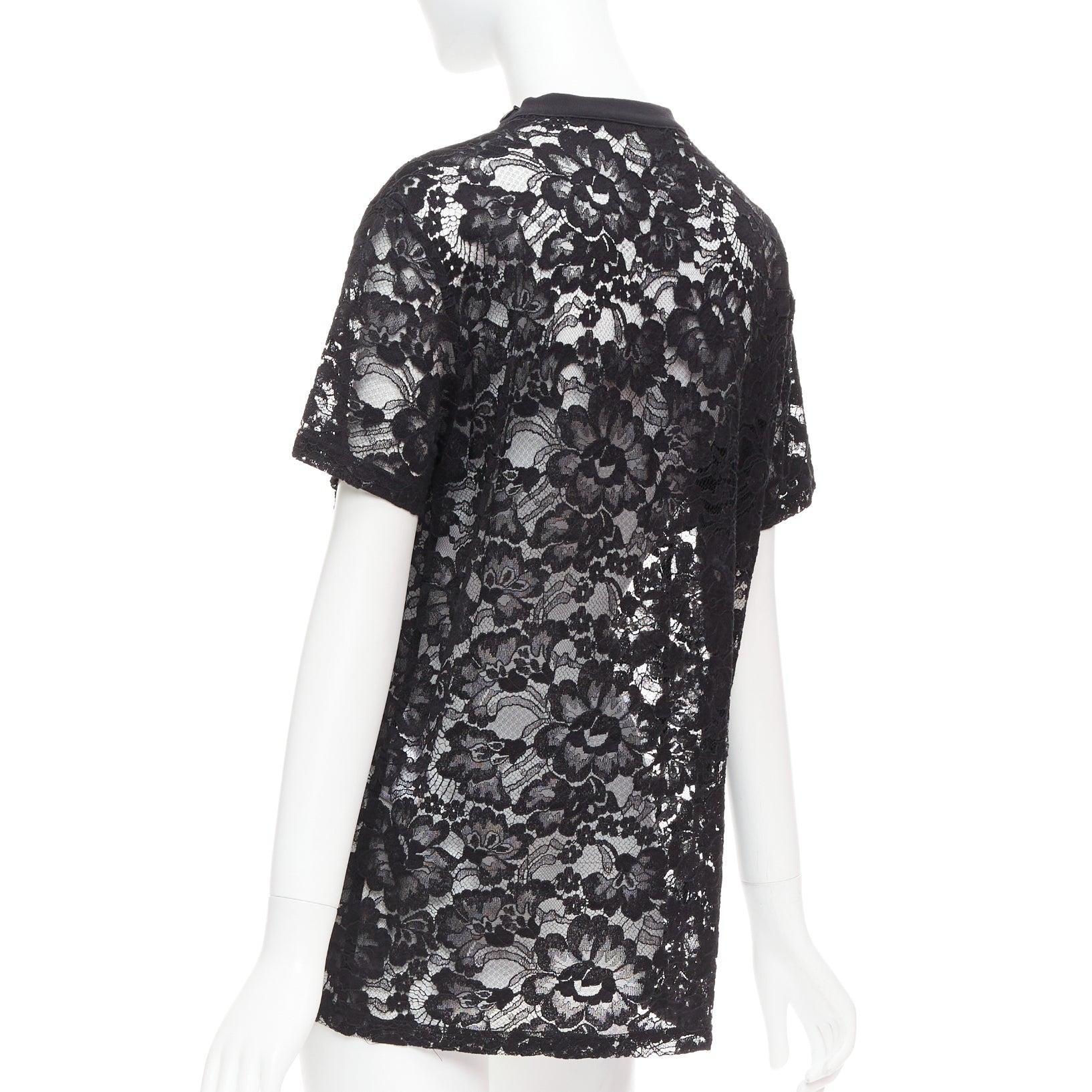 GIVENCHY 2013 Runway Tisci noir Pervert 17 tshirt en jersey de dentelle transparente FR38 M en vente 1