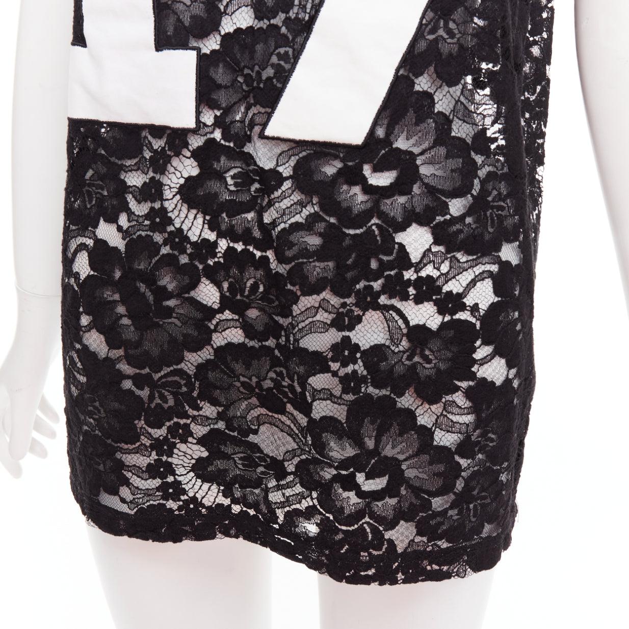 GIVENCHY 2013 Runway Tisci noir Pervert 17 tshirt en jersey de dentelle transparente FR38 M en vente 2