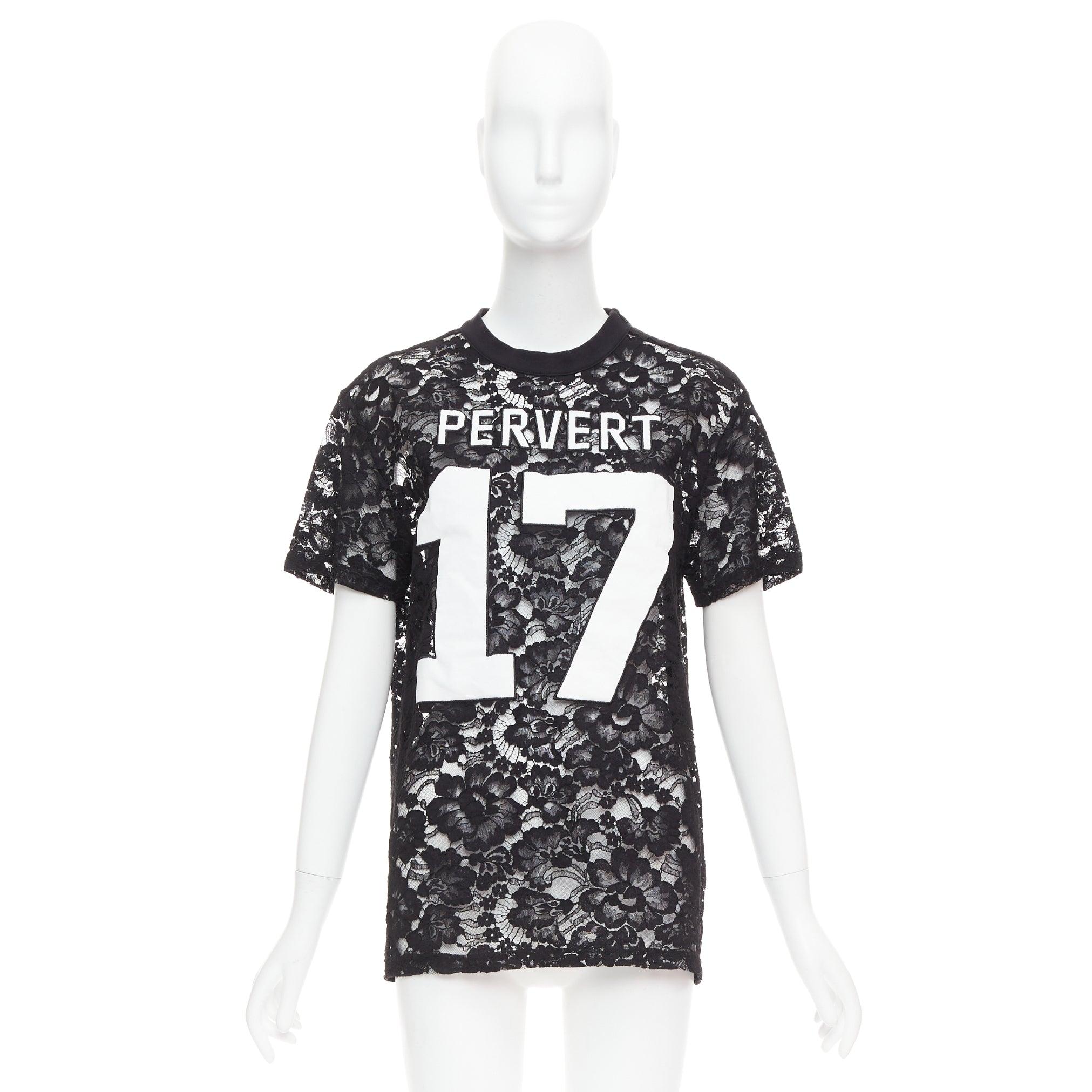 GIVENCHY 2013 Runway Tisci noir Pervert 17 tshirt en jersey de dentelle transparente FR38 M en vente 4