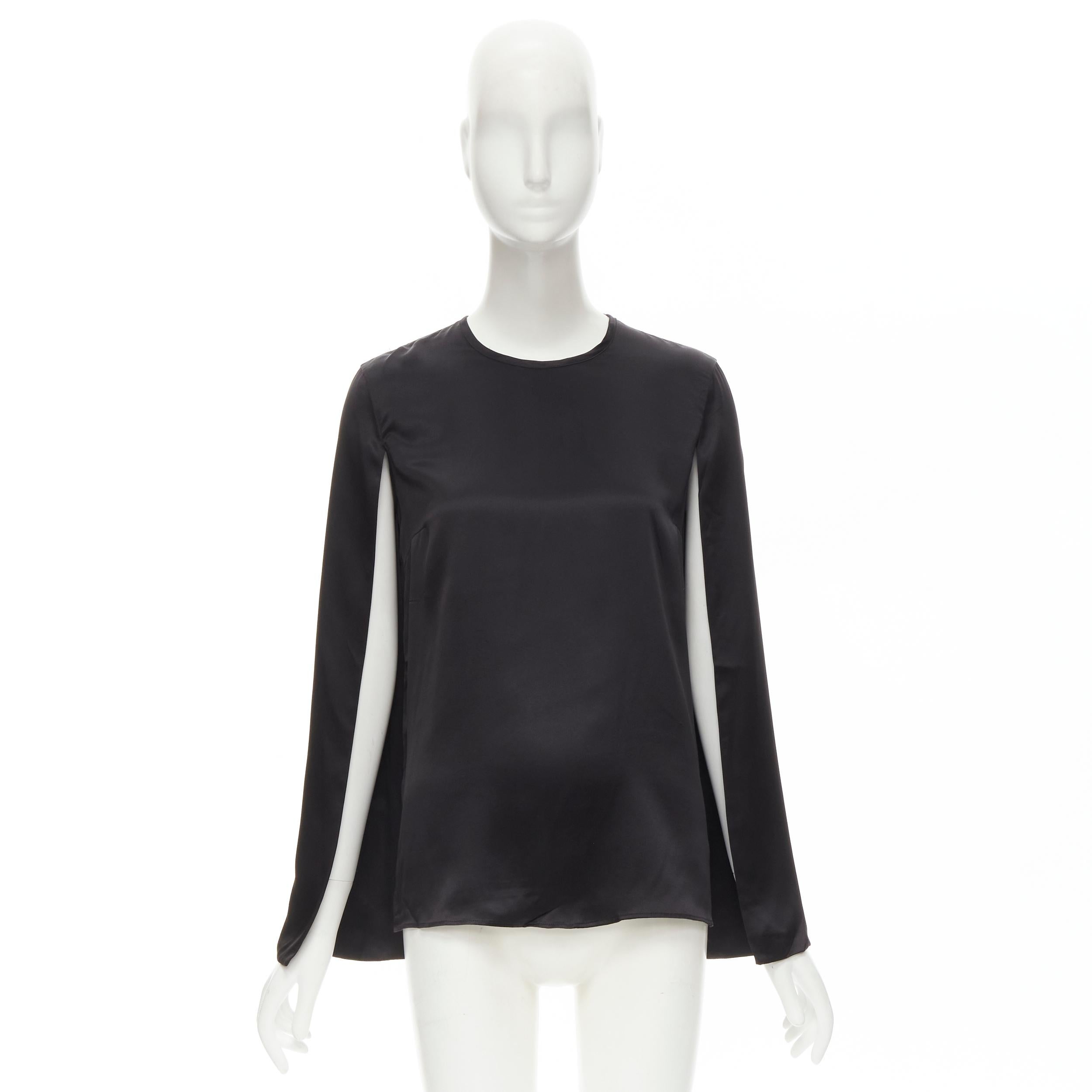 GIVENCHY 2015 Riccardo Tisci 100% silk black cape slit sleeve top FR34 XS For Sale 5