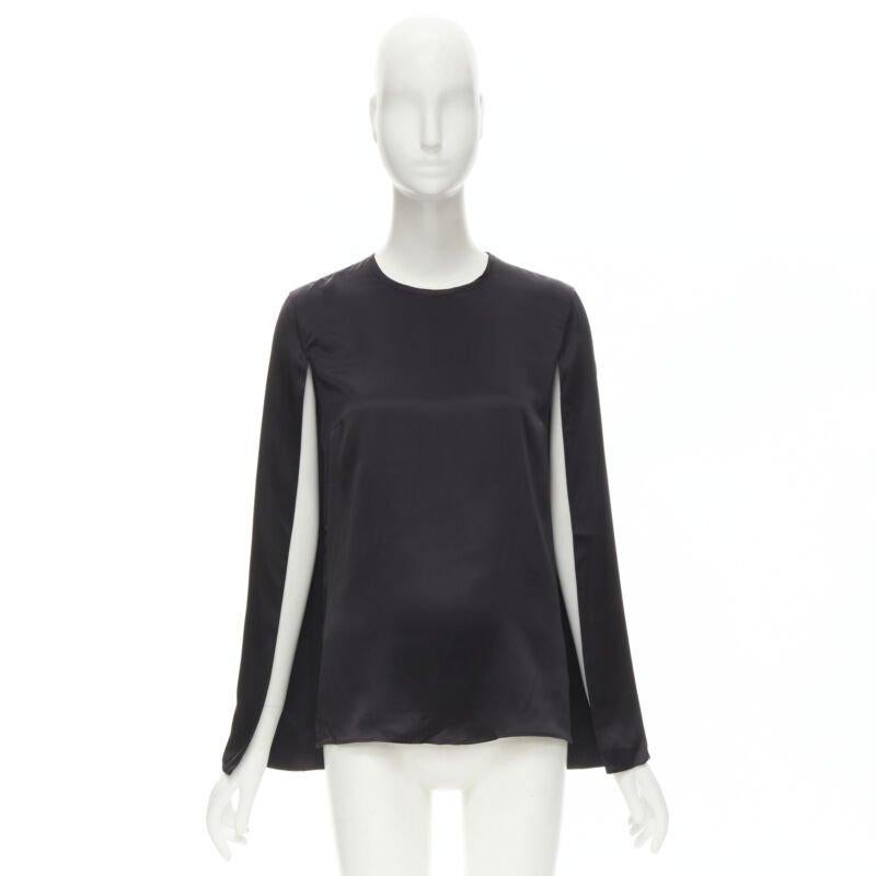 GIVENCHY 2015 Riccardo Tisci 100% silk black cape slit sleeve top FR34 XS For Sale 5