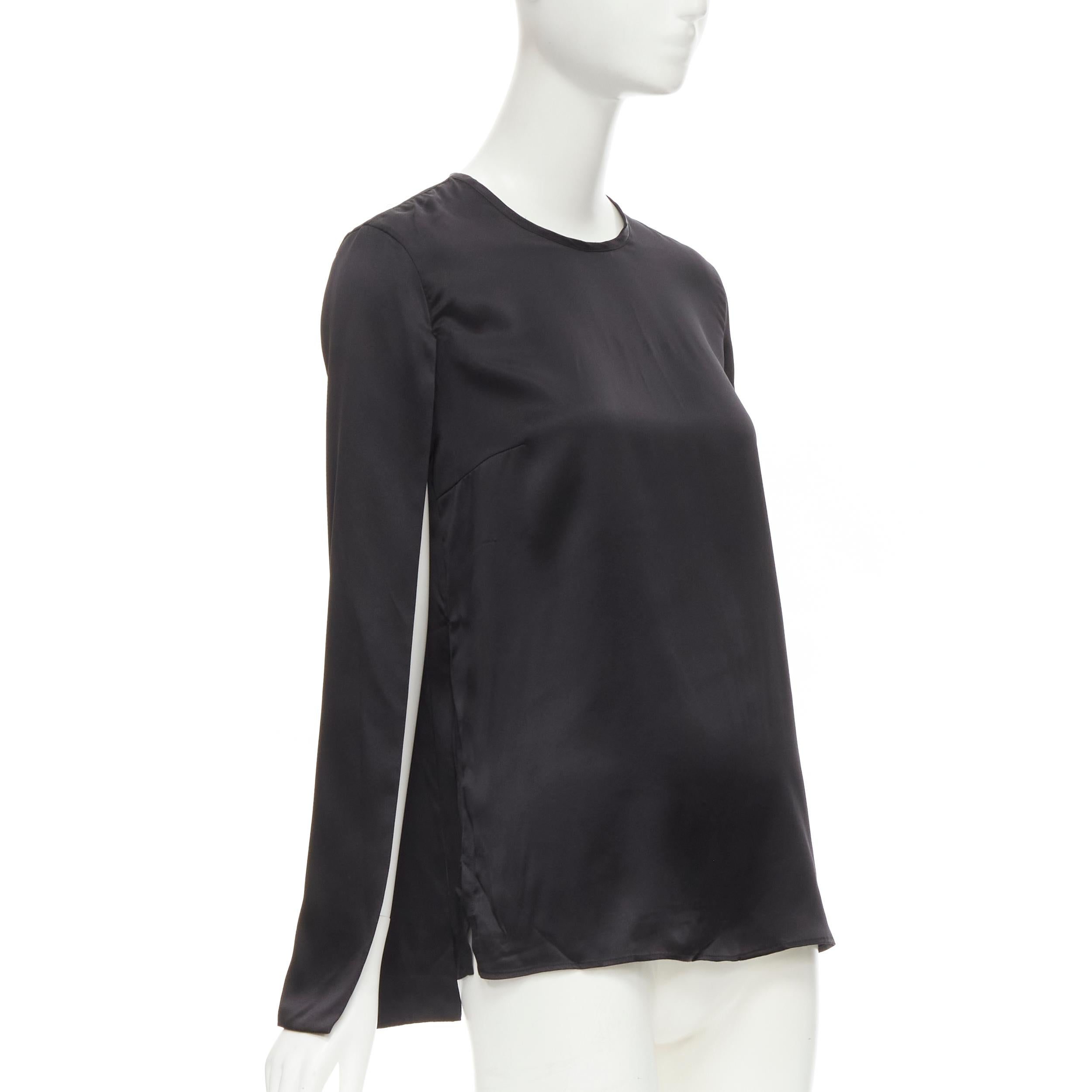 Black GIVENCHY 2015 Riccardo Tisci 100% silk black cape slit sleeve top FR34 XS For Sale