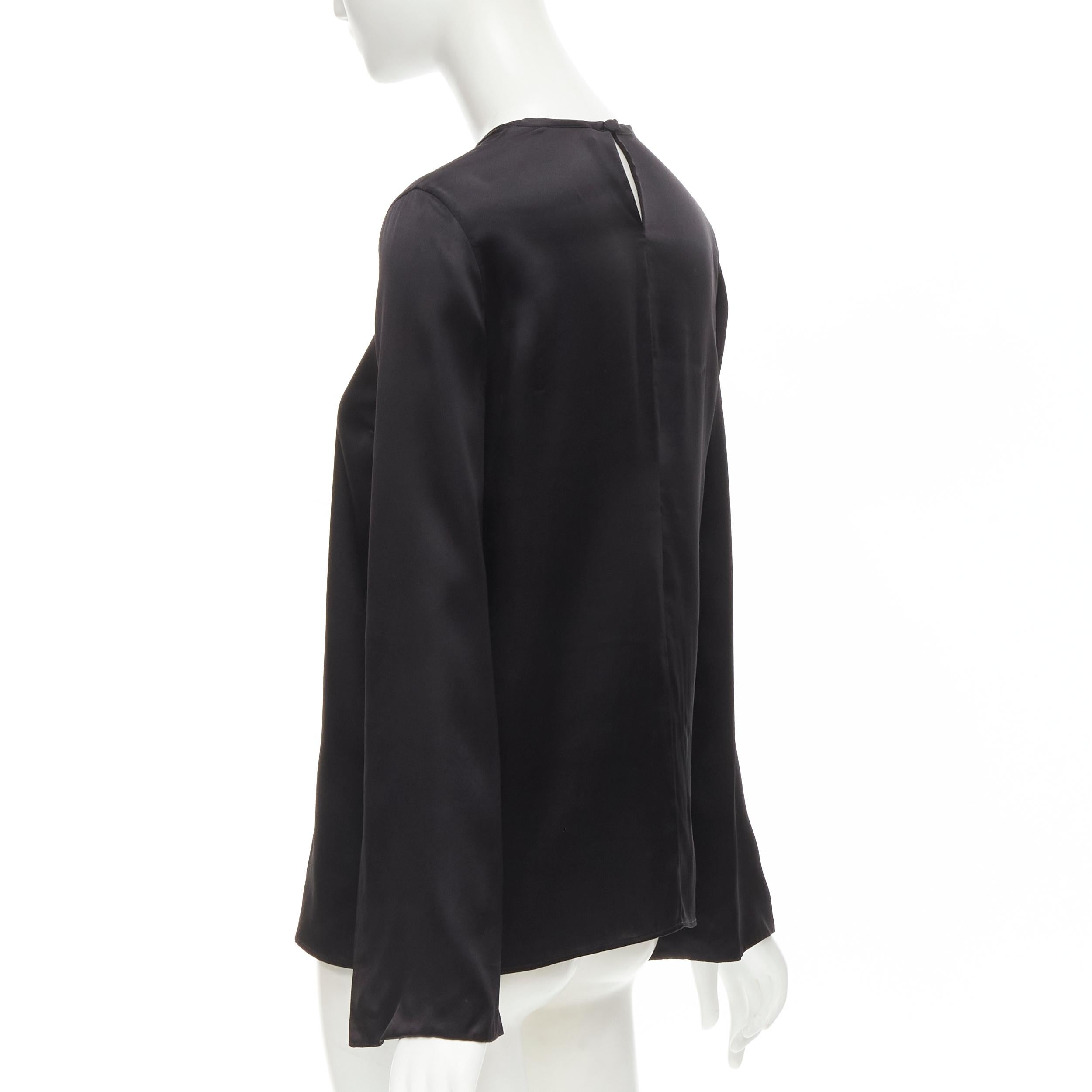 GIVENCHY 2015 Riccardo Tisci 100% silk black cape slit sleeve top FR34 XS For Sale 1