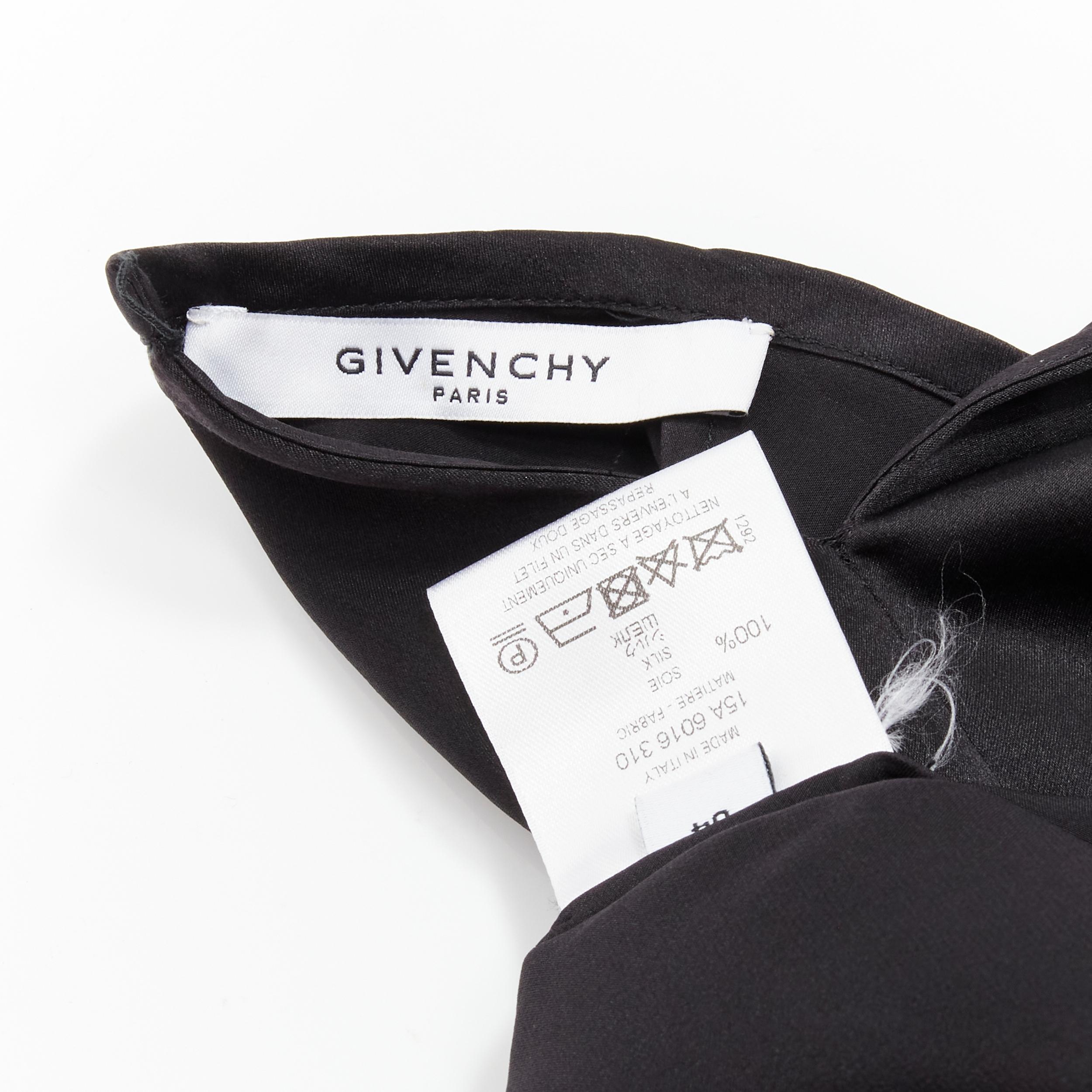 GIVENCHY 2015 Riccardo Tisci 100% silk black cape slit sleeve top FR34 XS For Sale 4