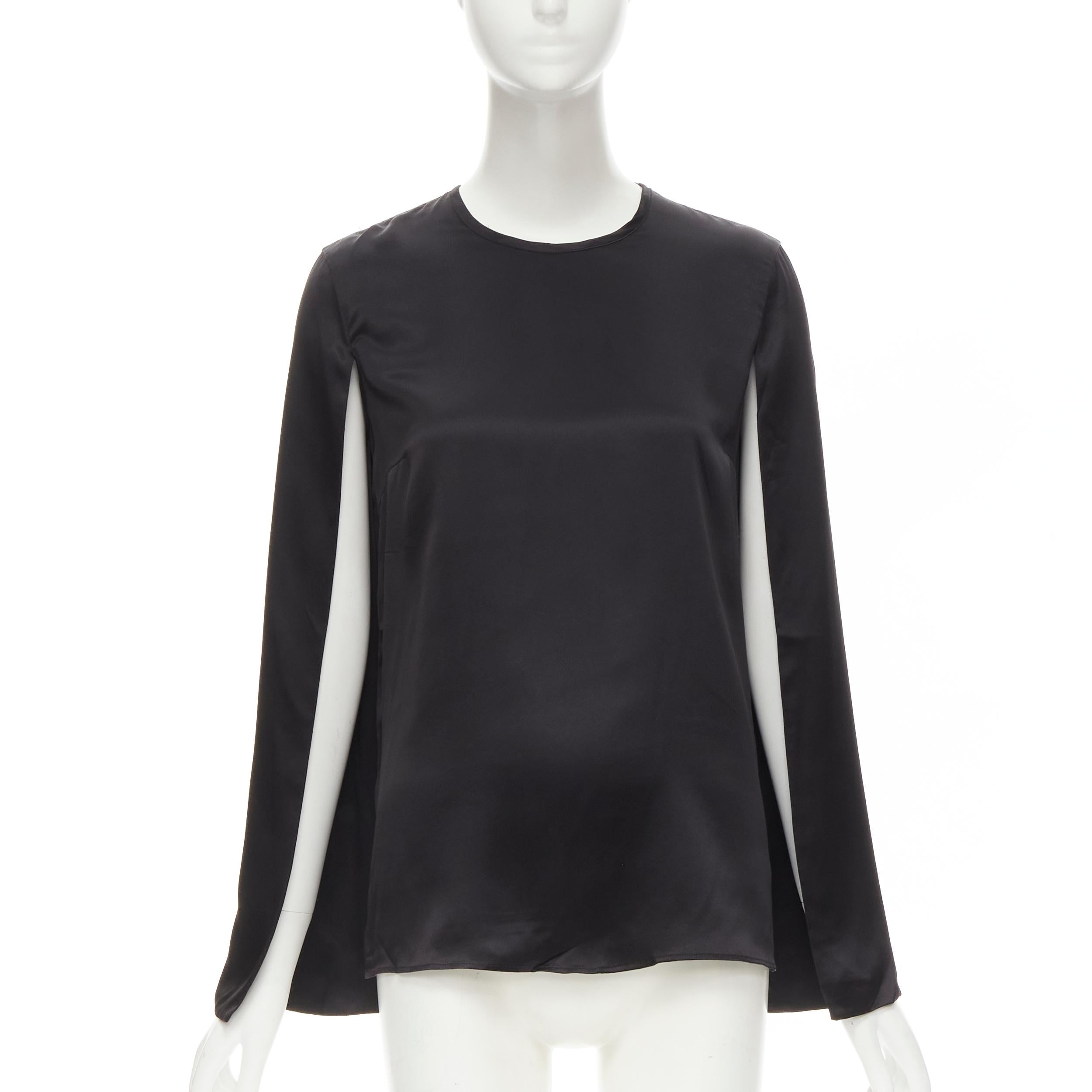 GIVENCHY 2015 Riccardo Tisci 100% silk black cape slit sleeve top FR34 XS For Sale
