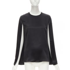 GIVENCHY Top Riccardo Tisci à manches fendues en soie noire 100 % cape FR34 XS, 2015