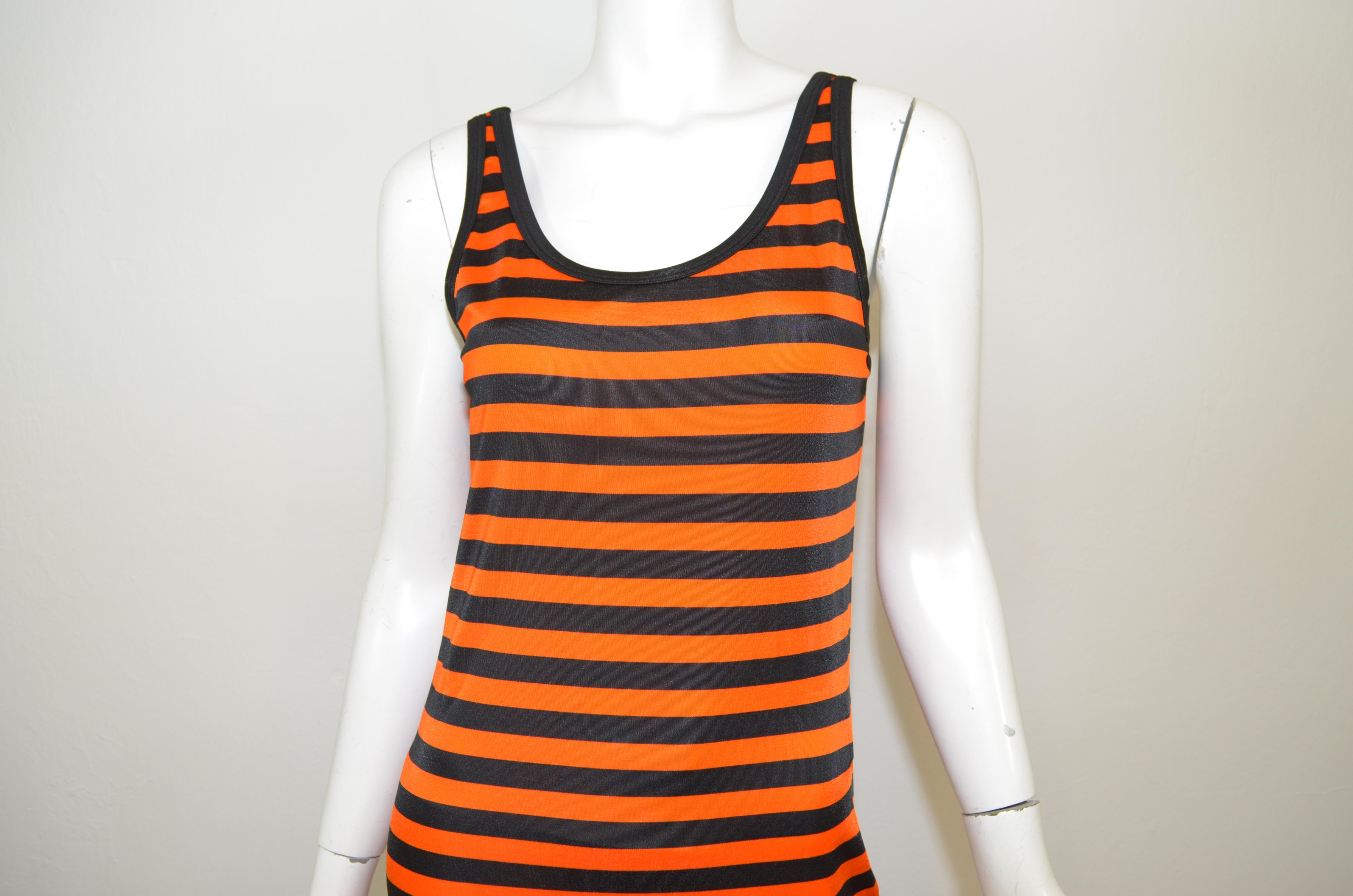orange and black striped dress