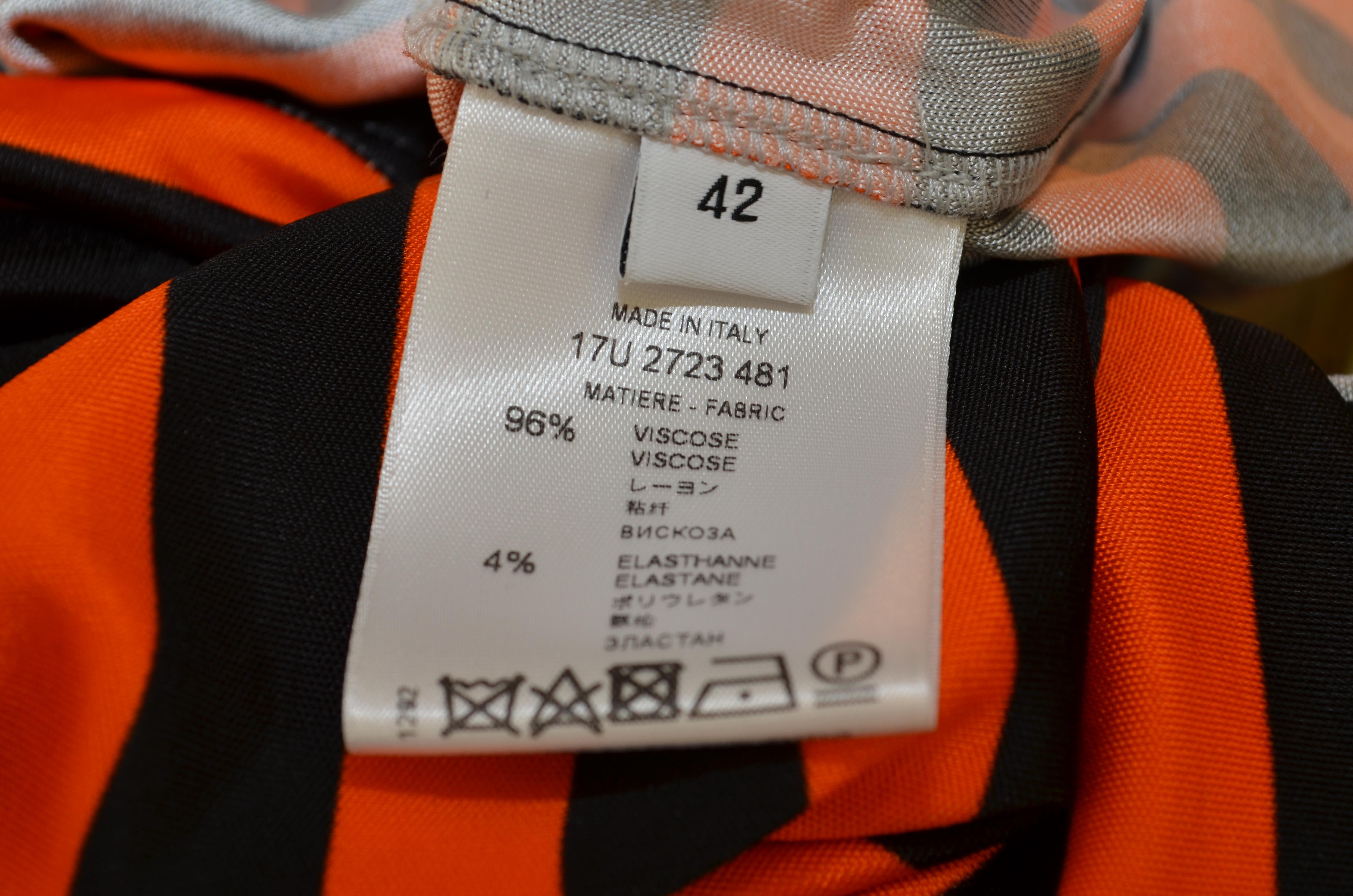 Givenchy 2017 Orange Black Striped Sheer Tank Dress  In Excellent Condition In Carmel, CA