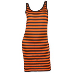 Givenchy 2017 Orange Black Striped Sheer Tank Dress