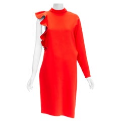 GIVENCHY Tisci Tribute - Haut tunique en crêpe rouge à découpes en métal et à volants FR36 S, 2017