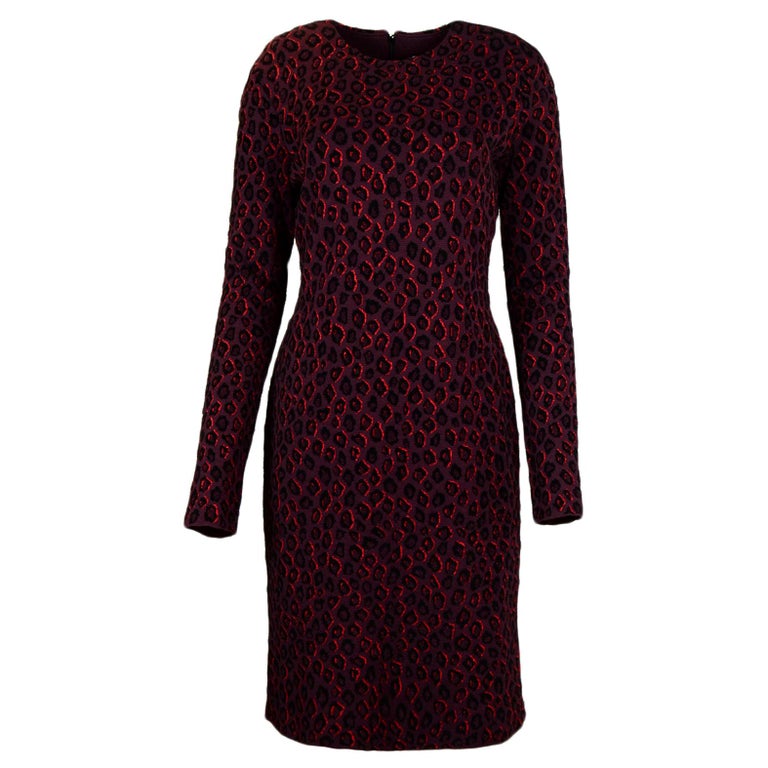 Givenchy 2019 Black Burgundy Leopard Print Longsleeve Dress NWT sz L ...