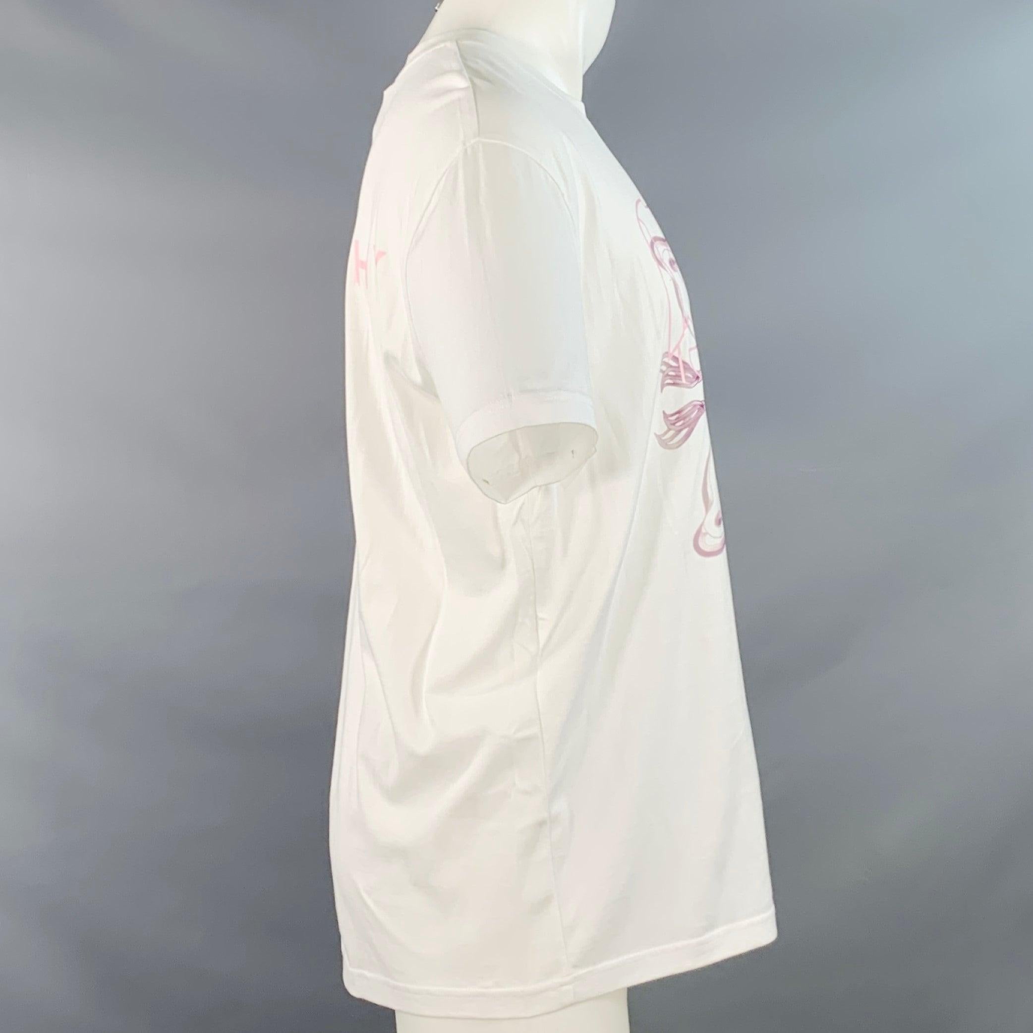 Grigio GIVENCHY 2020 taglia M Lunar New Year White Pink Rat Print Cotton Crew Neck T-shirt in vendita