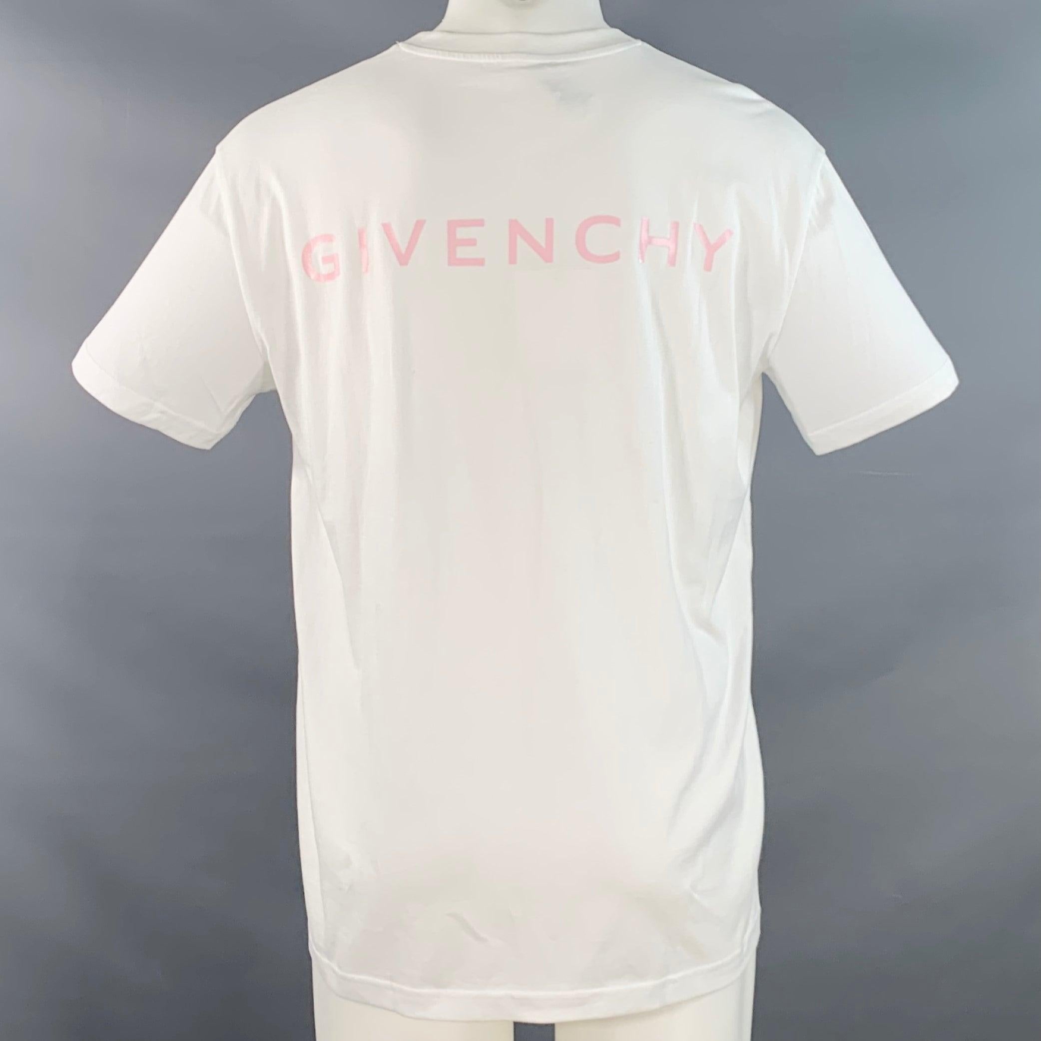 GIVENCHY 2020 taglia M Lunar New Year White Pink Rat Print Cotton Crew Neck T-shirt In condizioni buone in vendita a San Francisco, CA