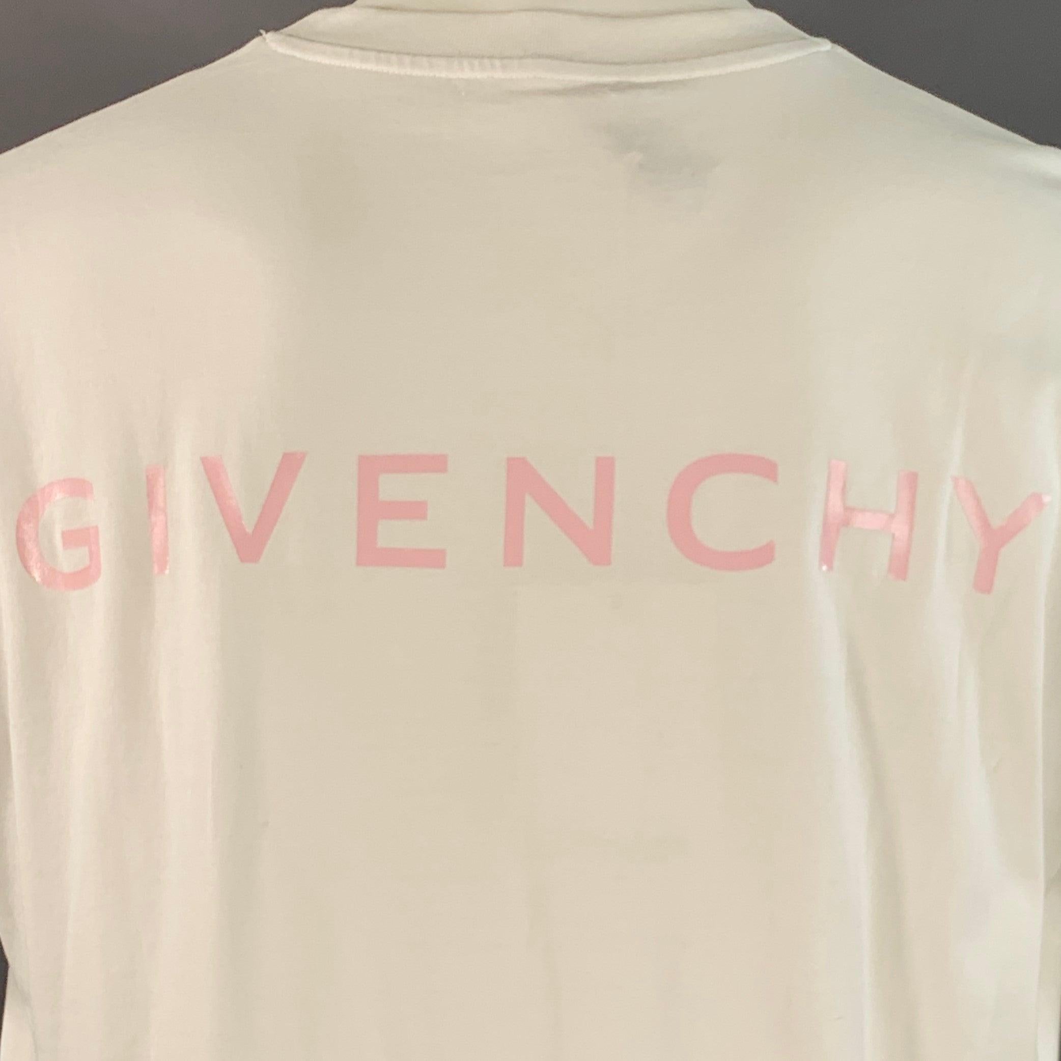Uomo GIVENCHY 2020 taglia M Lunar New Year White Pink Rat Print Cotton Crew Neck T-shirt in vendita