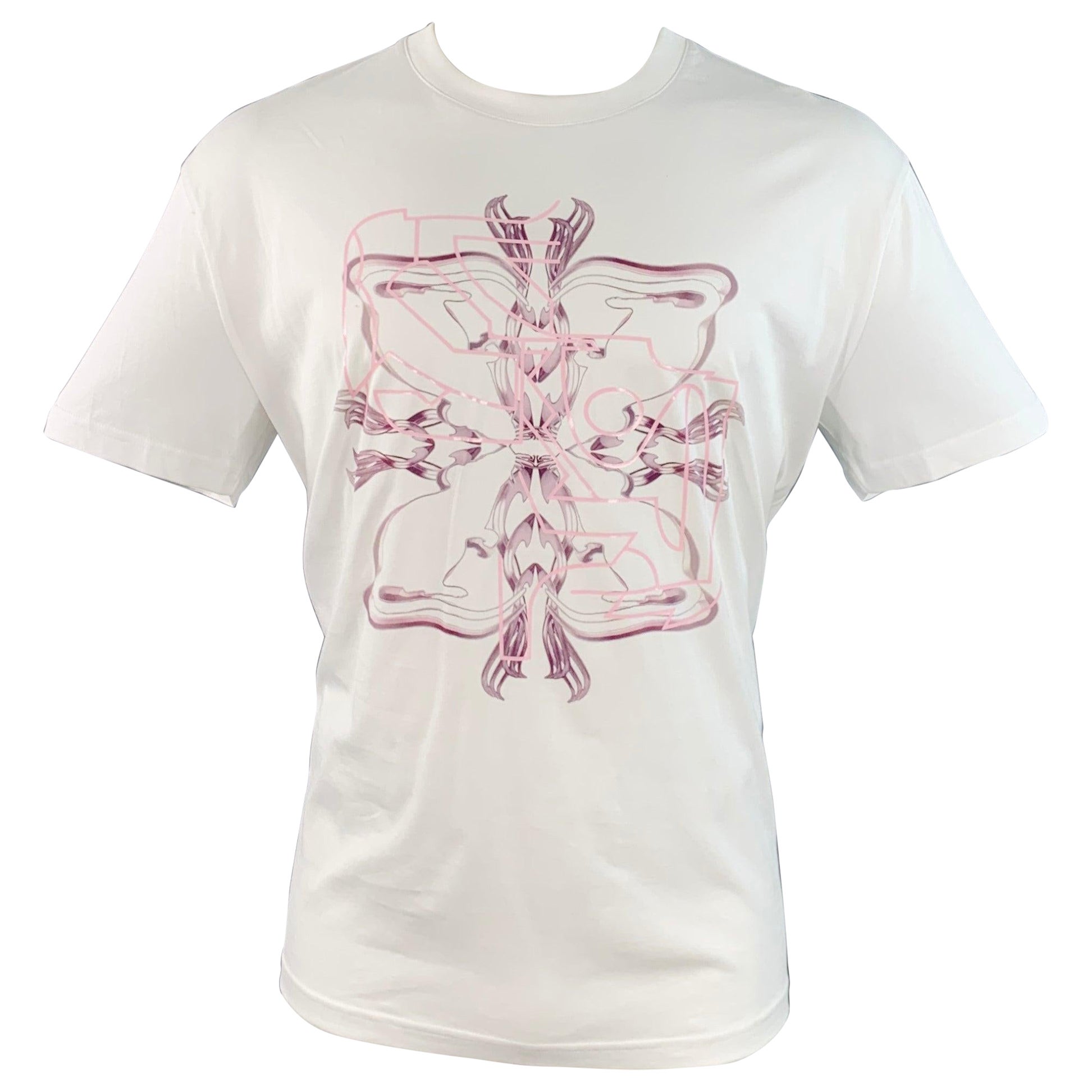 GIVENCHY 2020 taglia M Lunar New Year White Pink Rat Print Cotton Crew Neck T-shirt in vendita