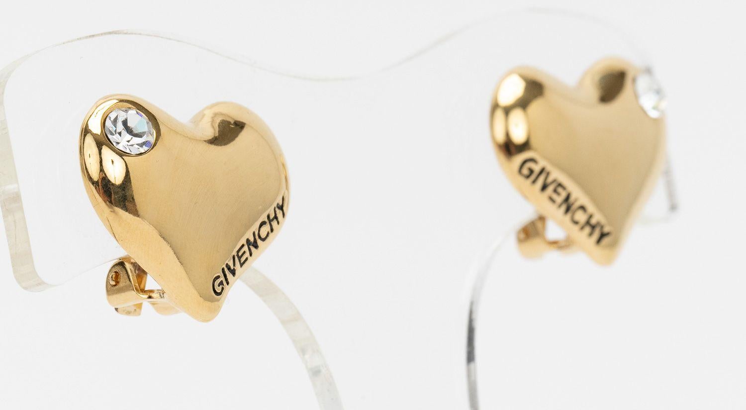 Single Cut Givenchy 80s Heart Clip Ons Gold For Sale
