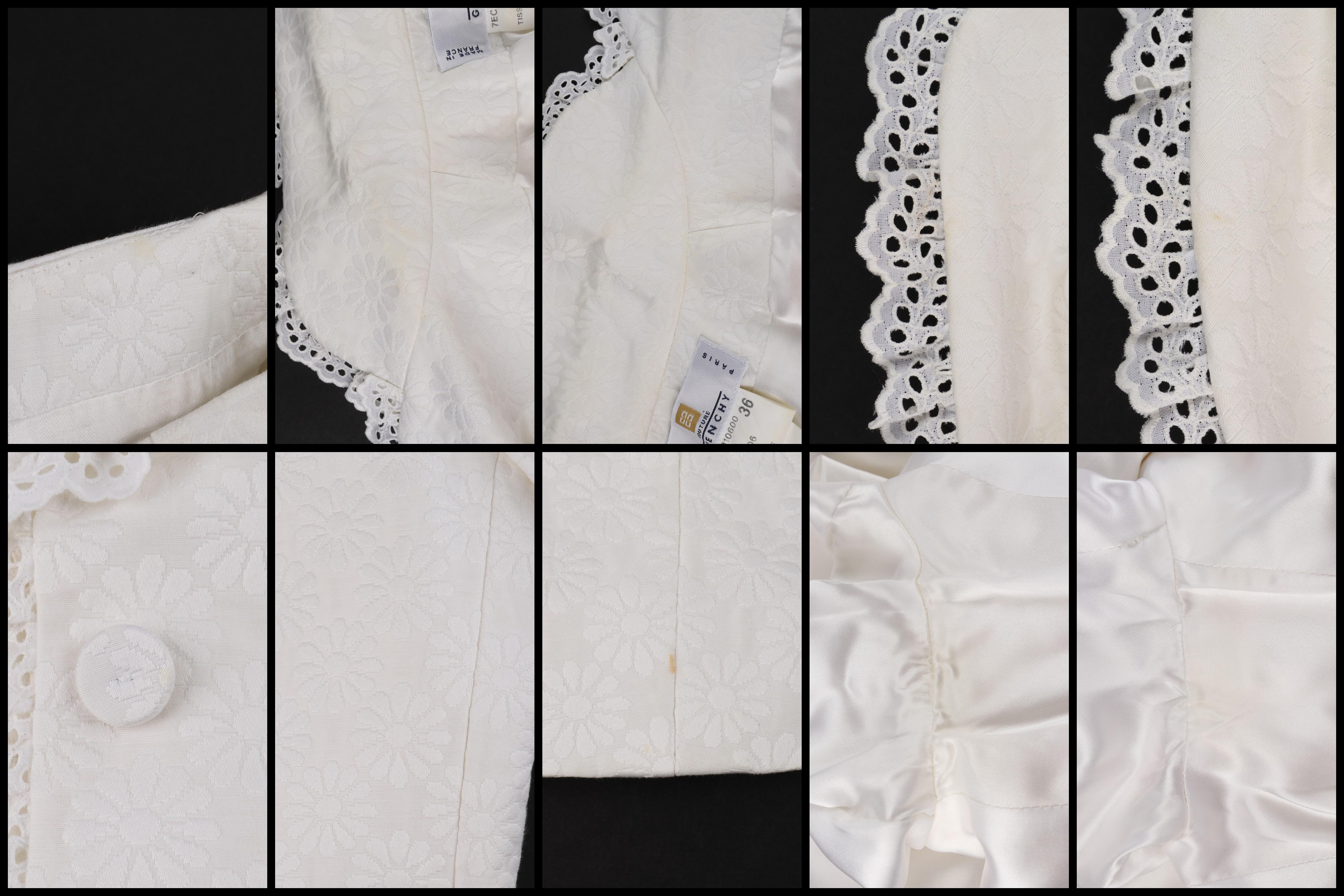 GIVENCHY A/W 1996 JOHN GALLIANO White Floral Brocade Lace Skirt Suit Blazer Set 4