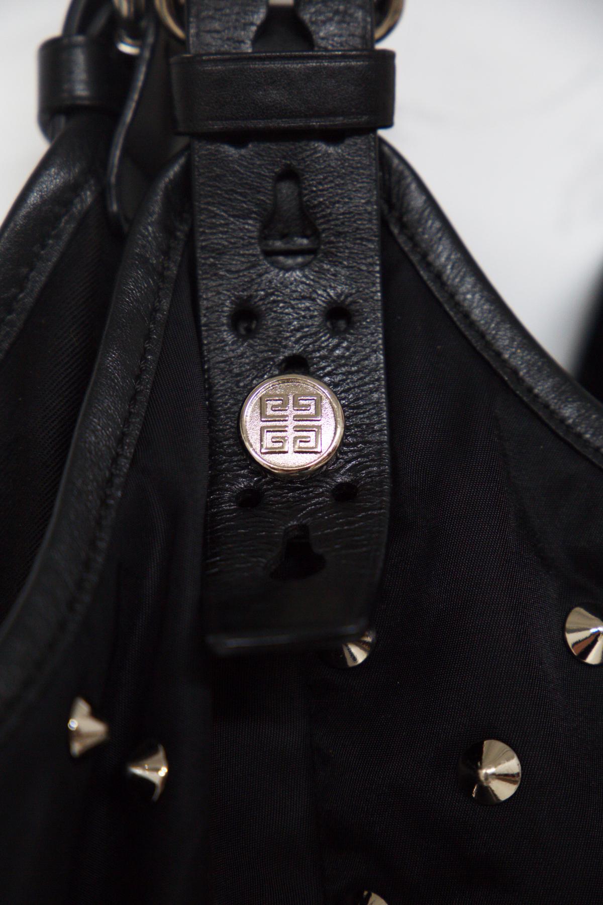 black handbag with silver studs