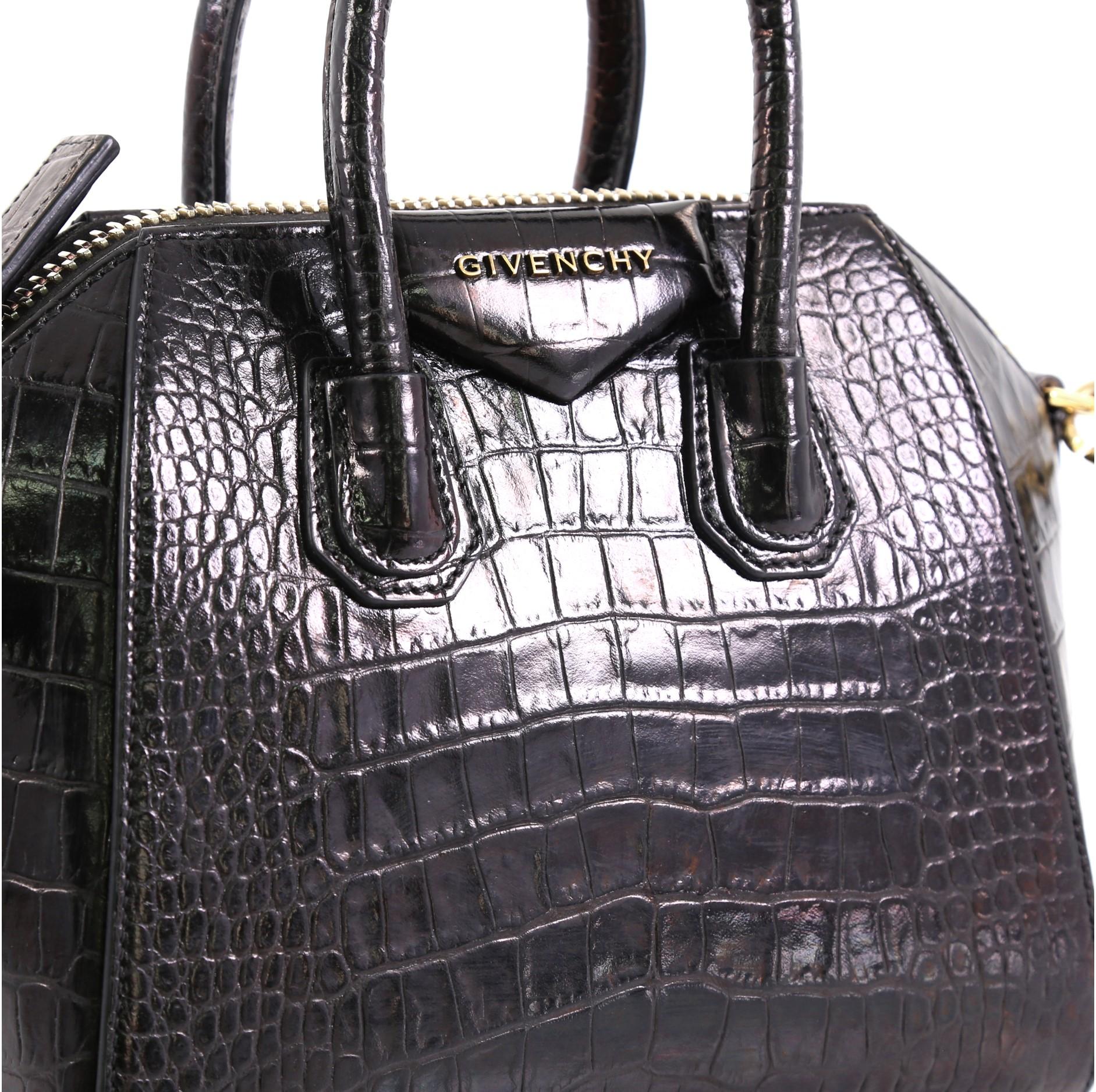 Givenchy Antigona Bag Crocodile Embossed Leather Mini In Good Condition In NY, NY