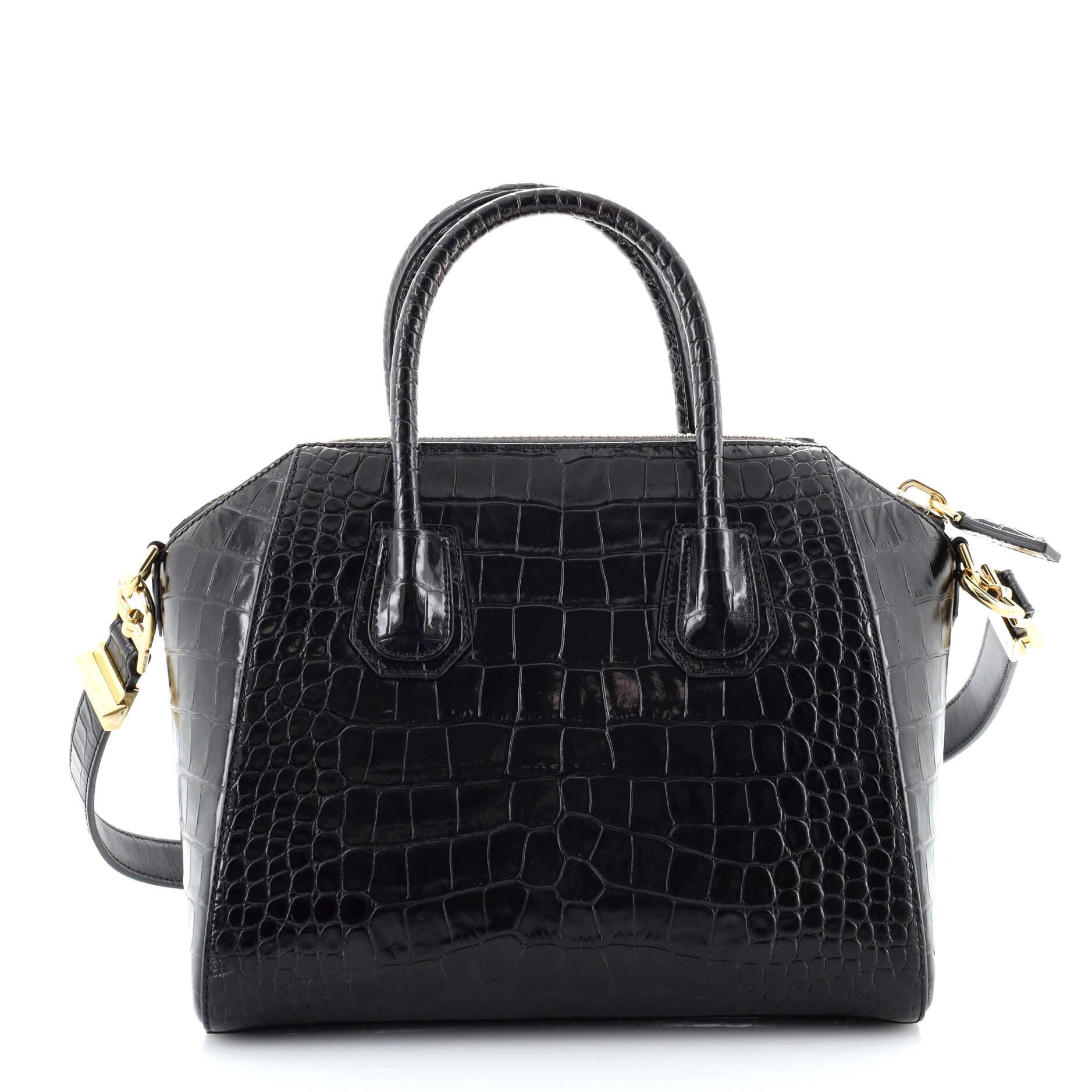 Givenchy Antigona Bag Crocodile Embossed Leather Small In Good Condition In NY, NY