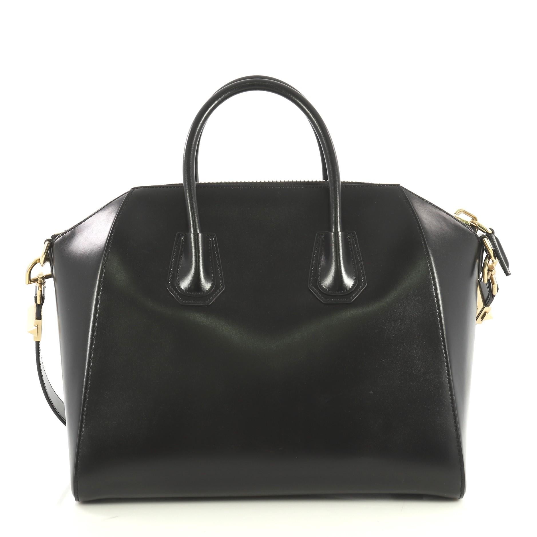 Black Givenchy Antigona Bag Glazed Leather Medium