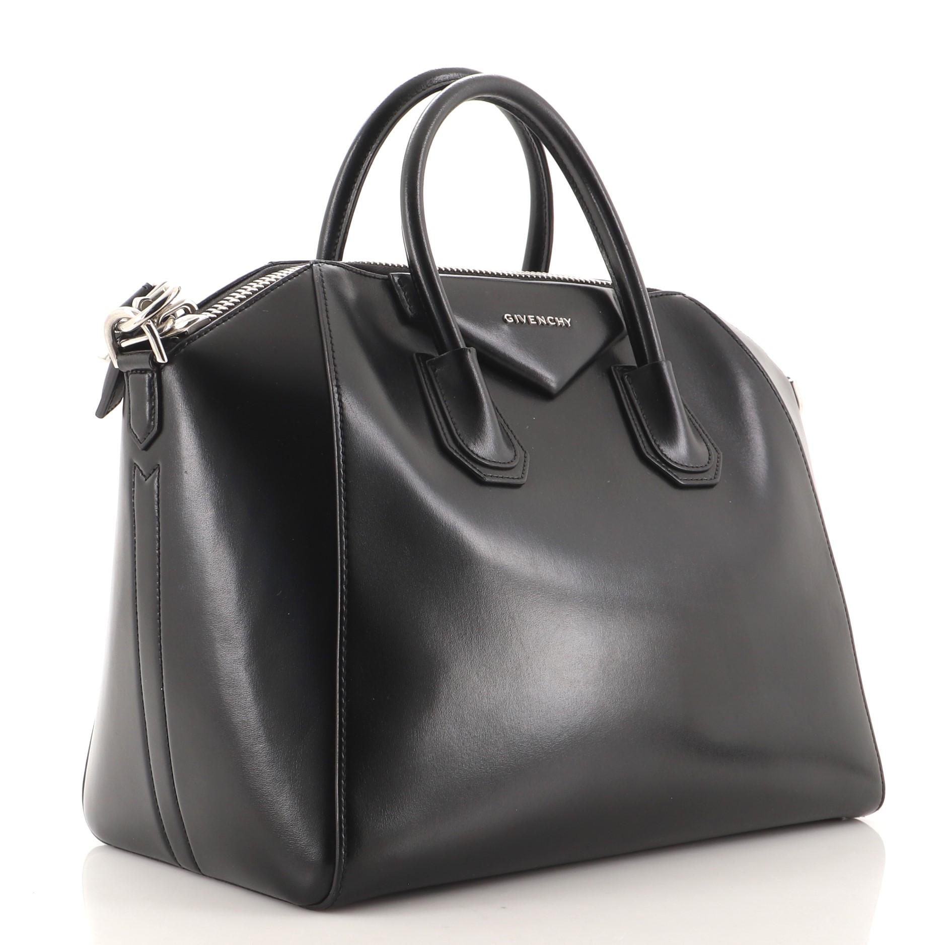 Antike Givenchy Antigona Tasche aus glasiertem Leder Medium (Schwarz)
