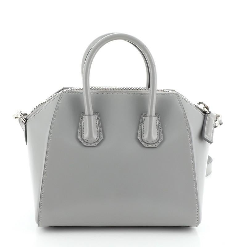 Gray Givenchy Antigona Bag Glazed Leather Mini