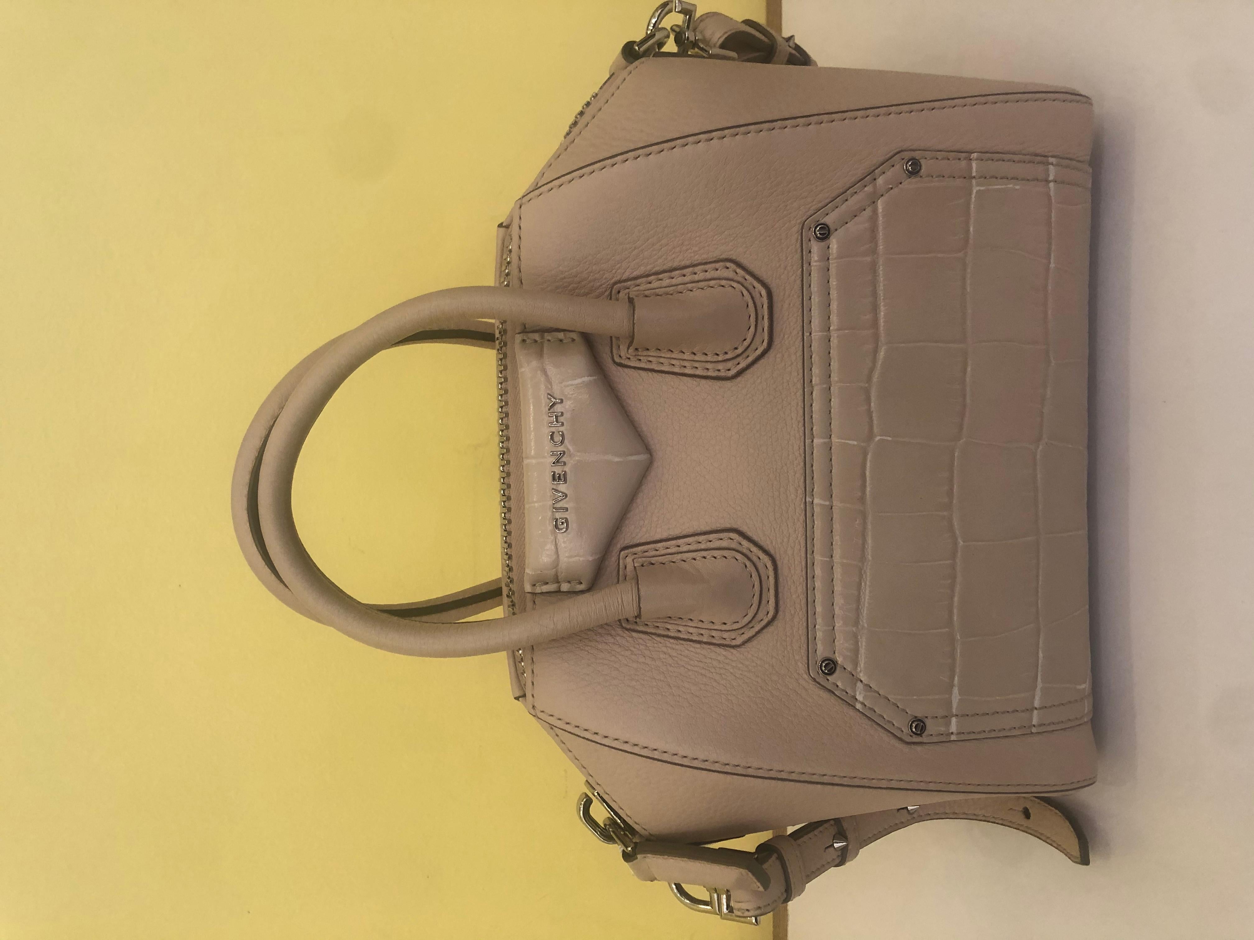 Givenchy Antigona Bag Leather and Crocodile Embossed Leather Mini 2