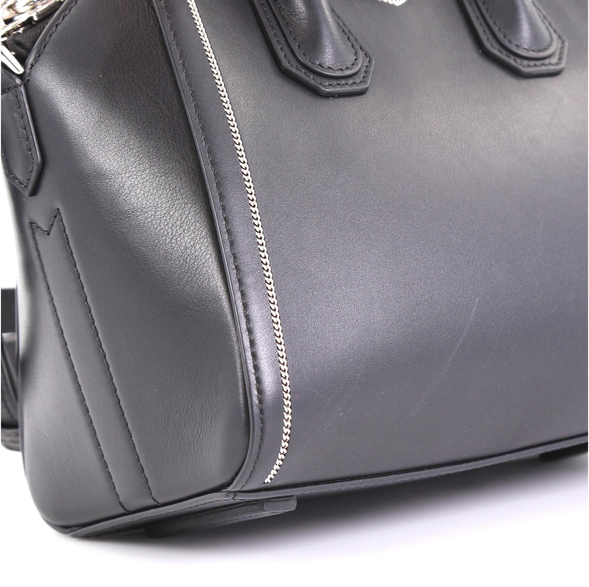 Black Givenchy Antigona Bag Leather with Chain Detail Mini
