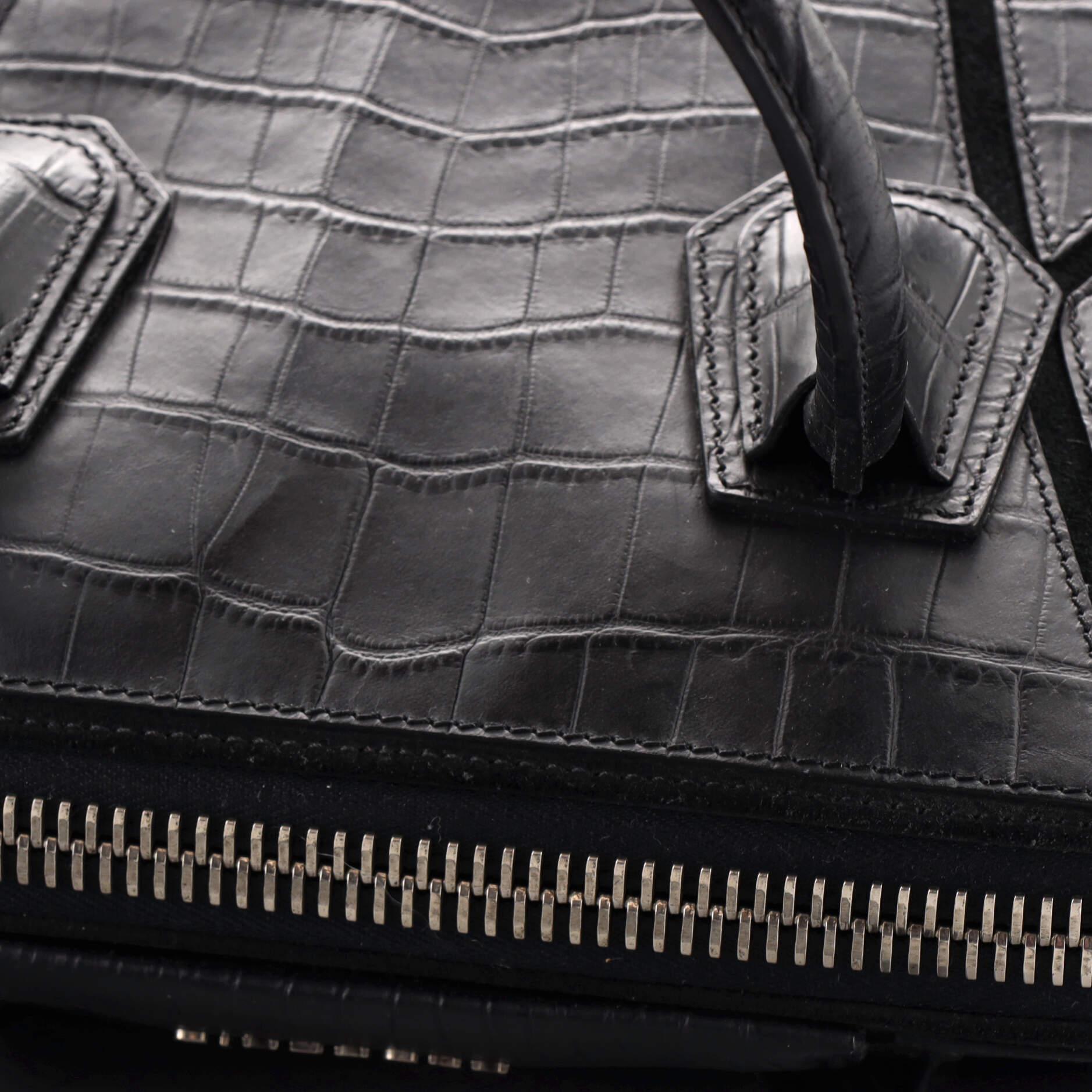 Black Givenchy Antigona Bag Patchwork Crocodile Embossed Leather Medium