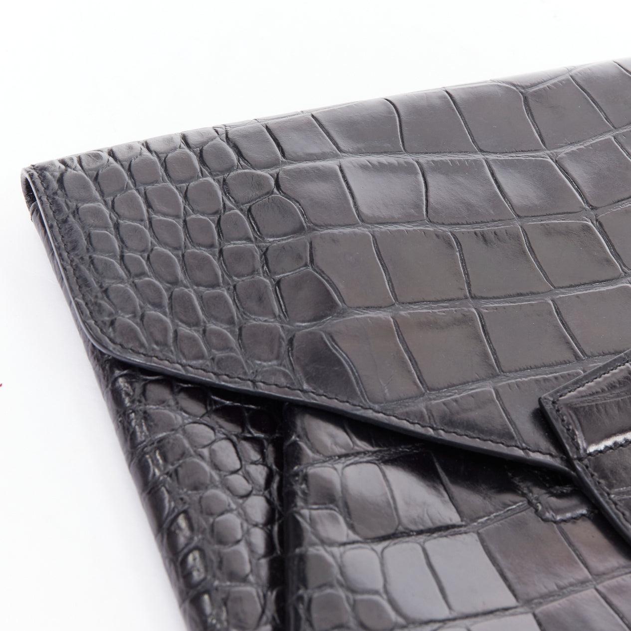 GIVENCHY Antigona black embossed leather silver logo envelope clutch For Sale 2