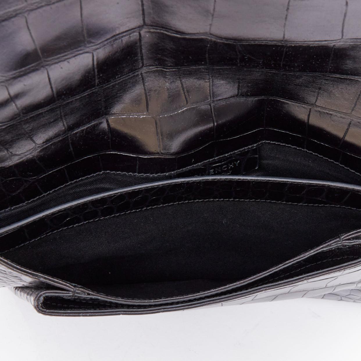 GIVENCHY Antigona black embossed leather silver logo envelope clutch For Sale 3