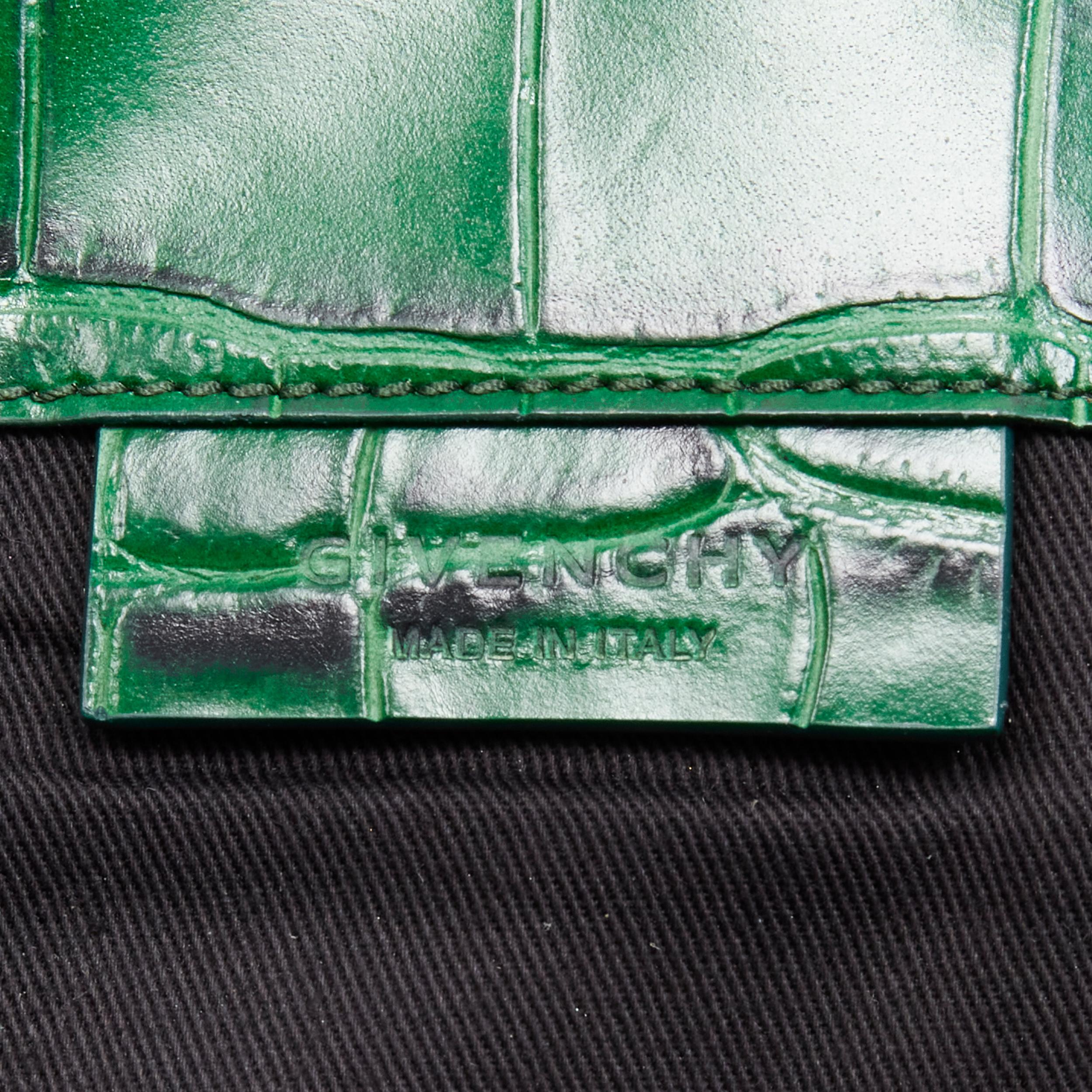 GIVENCHY Antigona green mock croc leather flap envelope clutch bag 2
