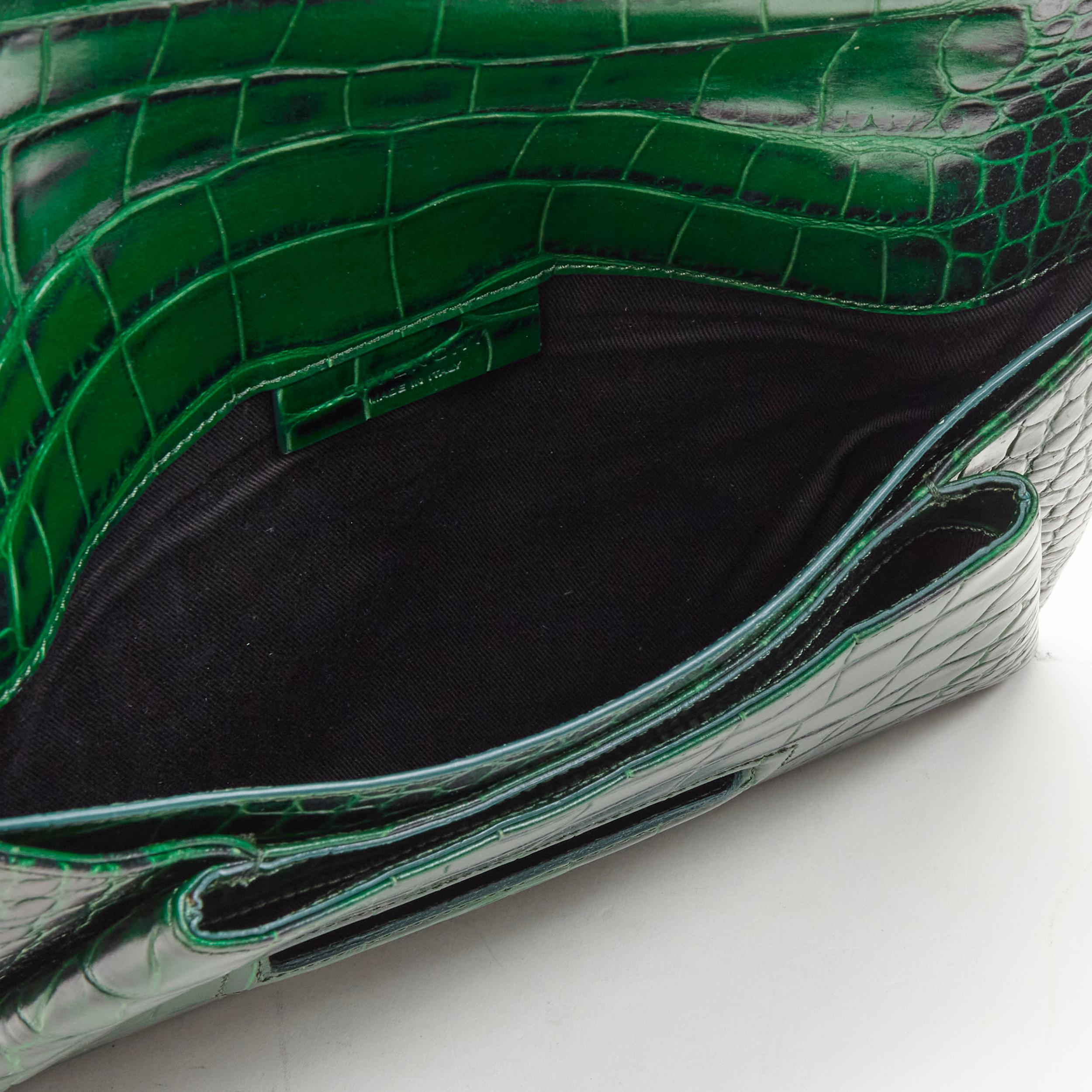 Women's GIVENCHY Antigona green mock croc leather flap envelope clutch bag