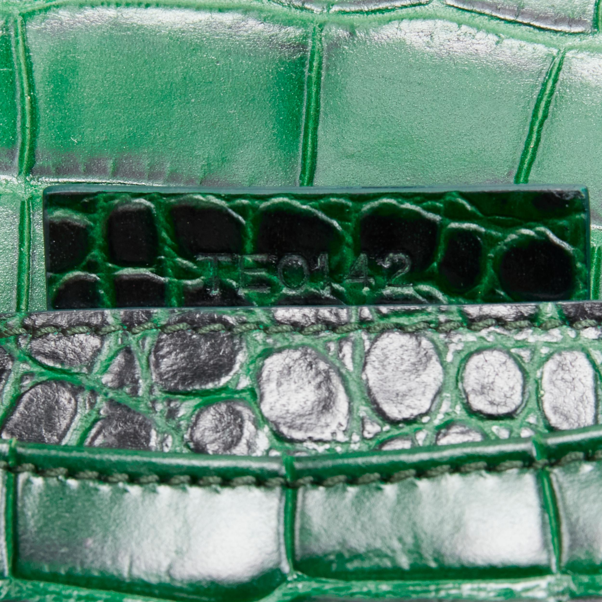 GIVENCHY Antigona green mock croc leather flap envelope clutch bag 1