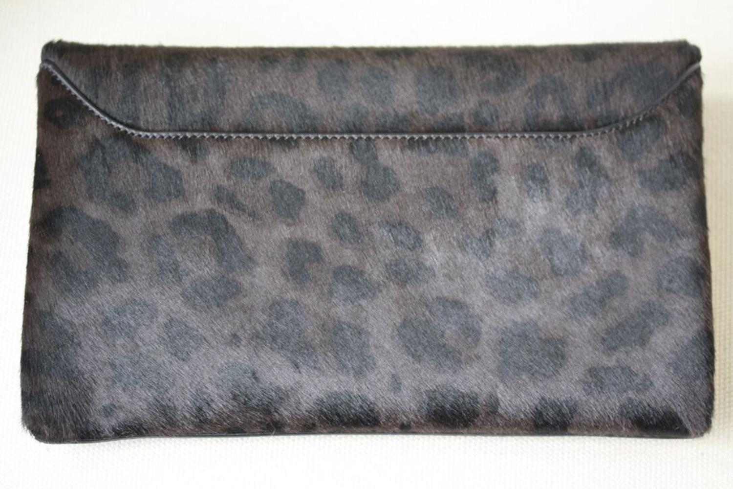 calf hair leopard clutch