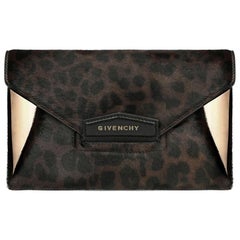 Givenchy Antigona Leopard-Print Calf-Hair and Leather Envelope Clutch