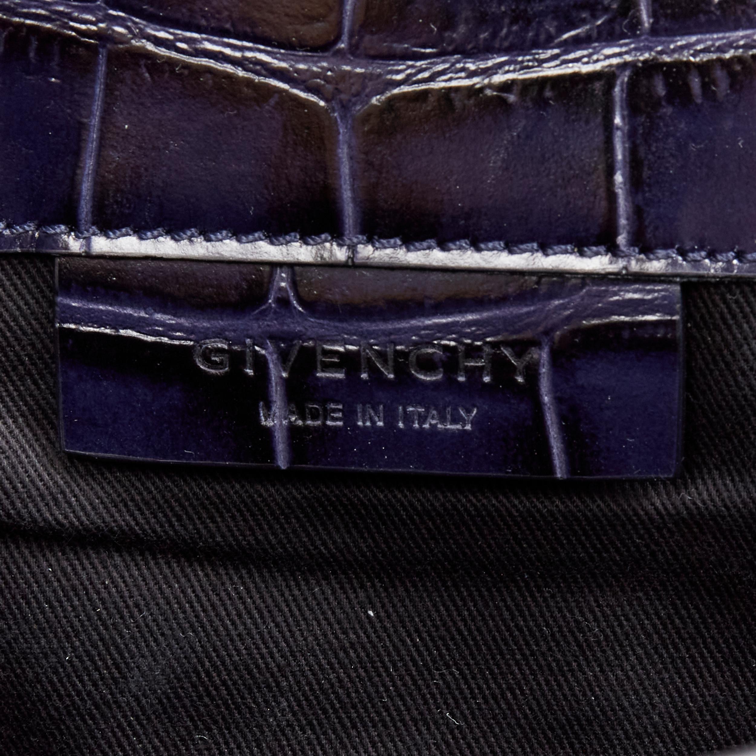 GIVENCHY Antigona navy mock croc leather flap envelope clutch bag 2