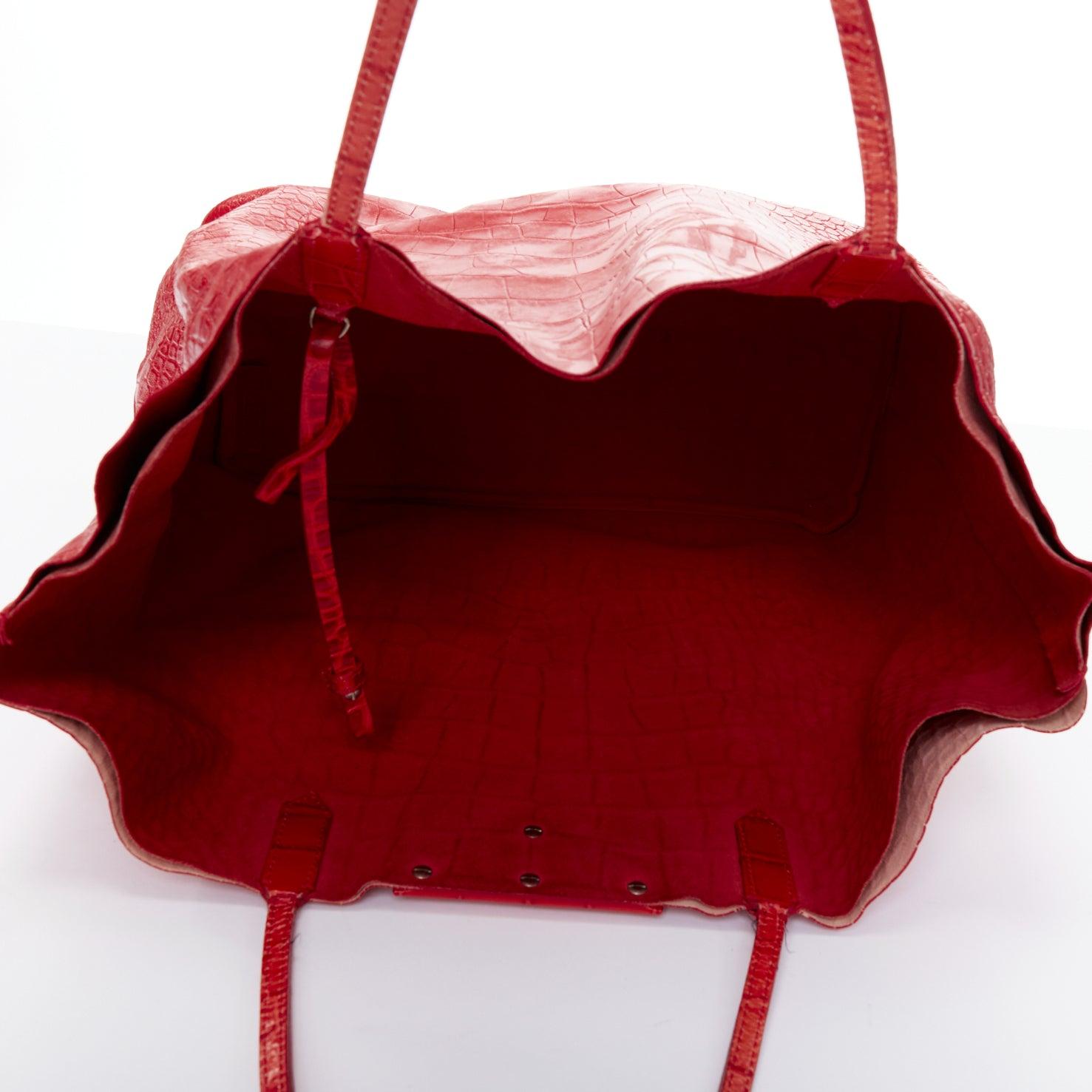 GIVENCHY Antigona red stamped scaled leather silver logo tote bag 6