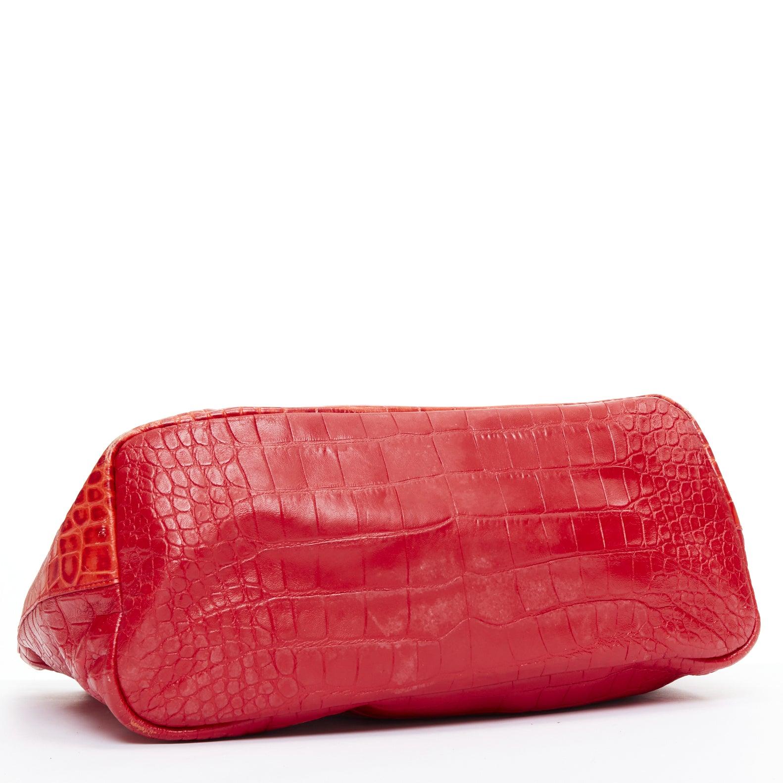 GIVENCHY Antigona red stamped scaled leather silver logo tote bag 1