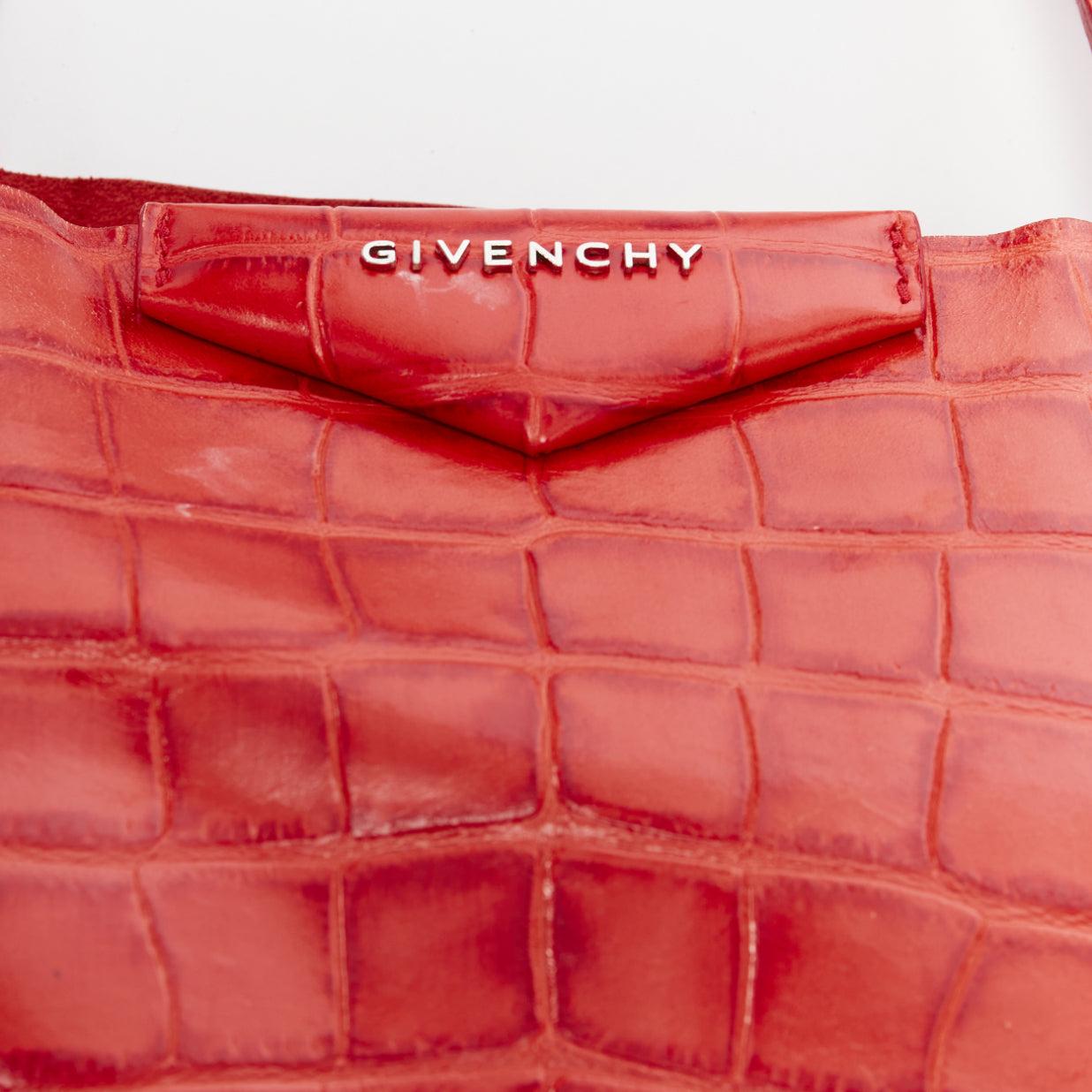 GIVENCHY Antigona red stamped scaled leather silver logo tote bag 3