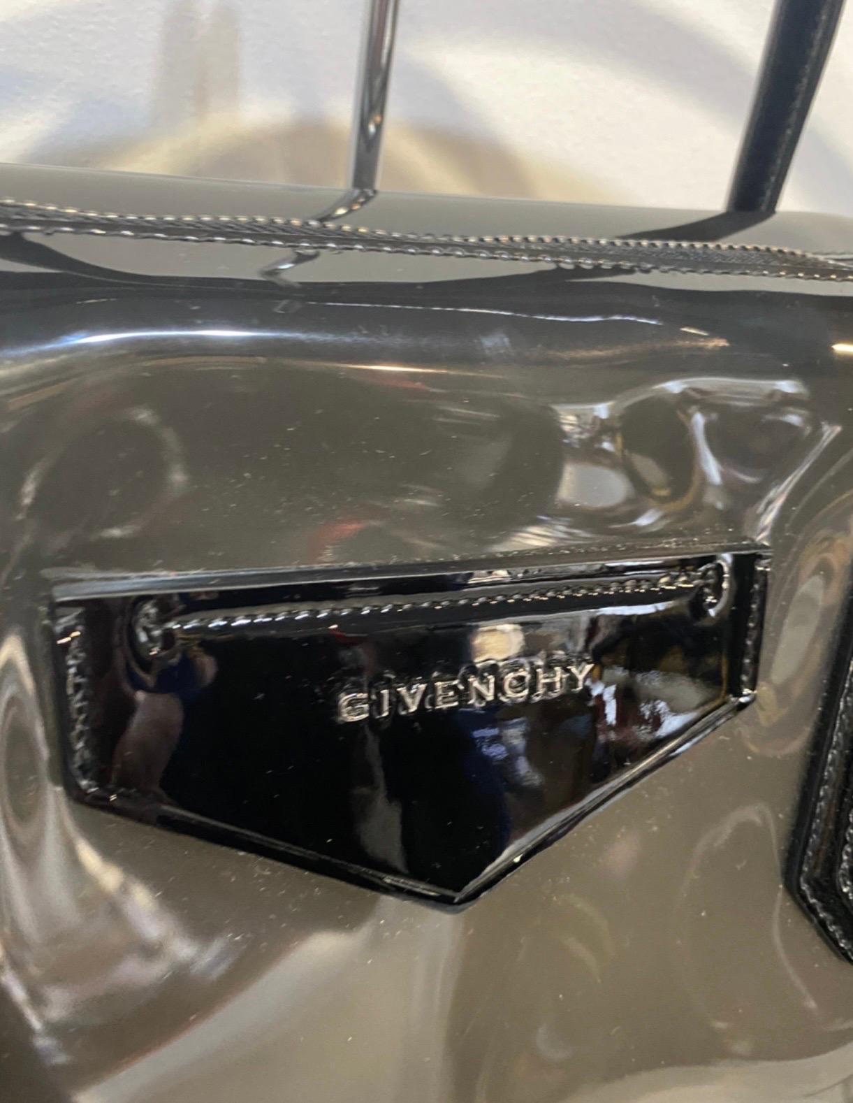 Black Givenchy Antigona transparent black plastic bag. 