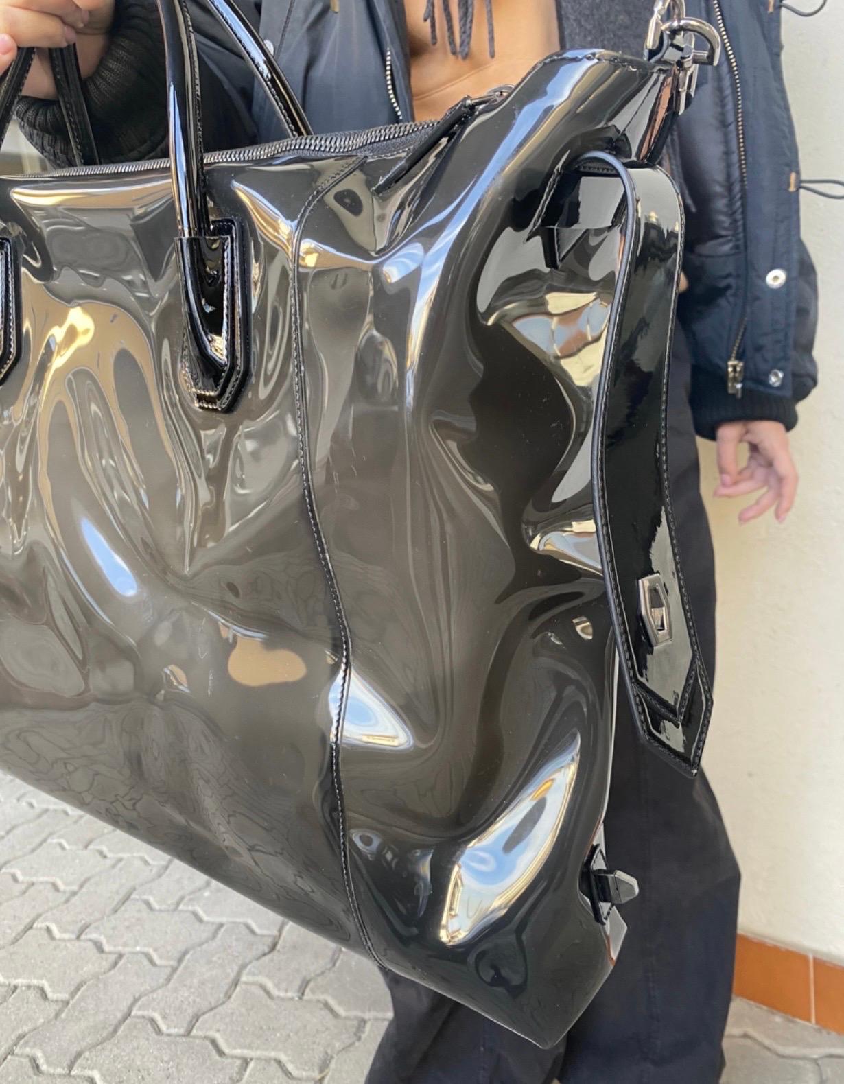 Women's or Men's Givenchy Antigona transparent black plastic bag. 