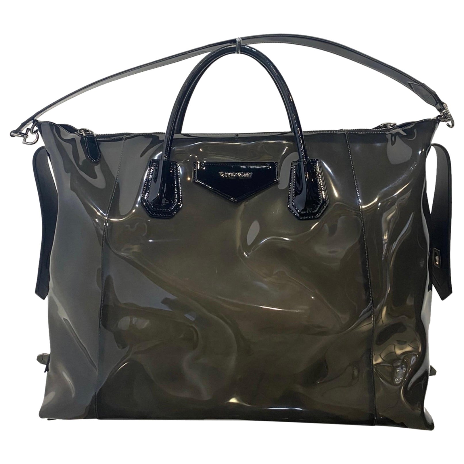 Givenchy Antigona transparent black plastic bag.