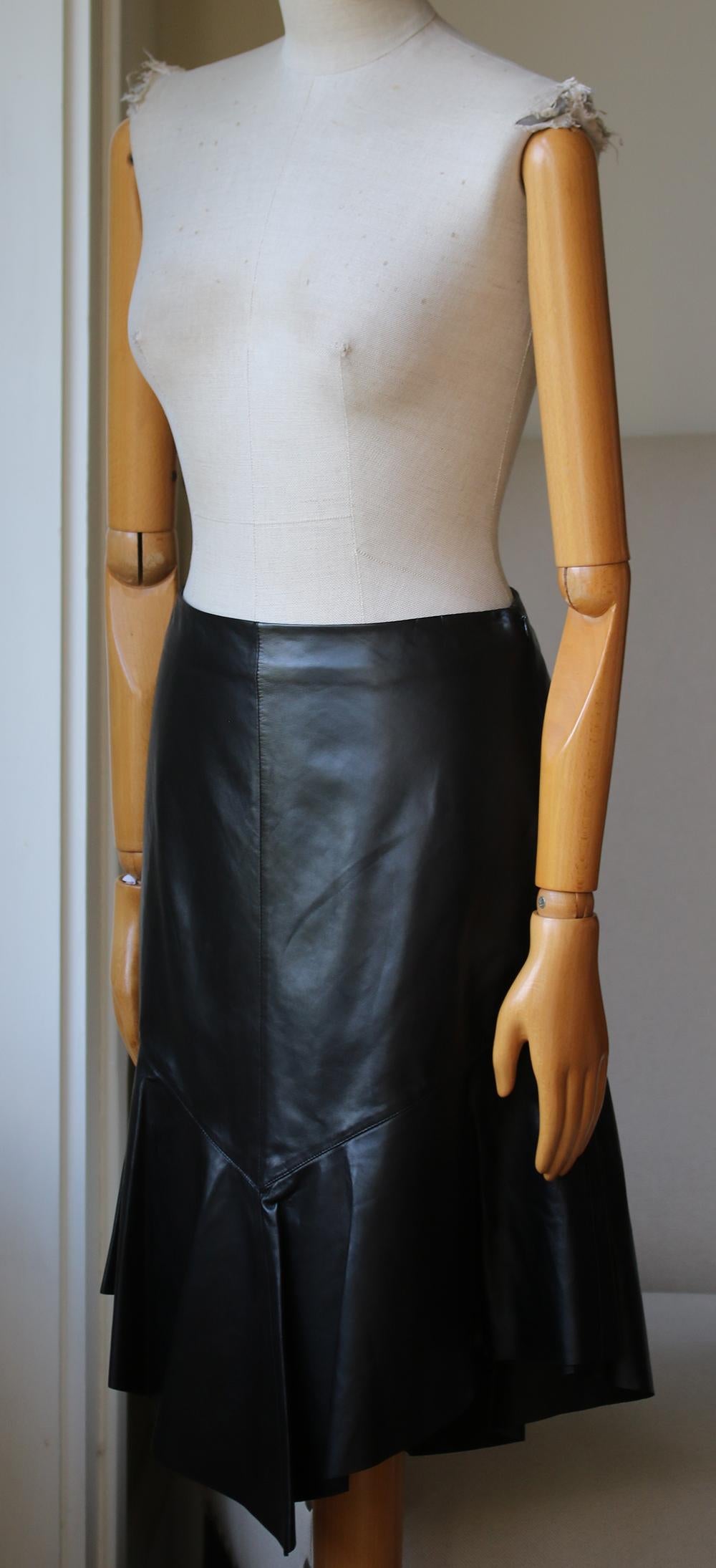 black leather peplum skirt