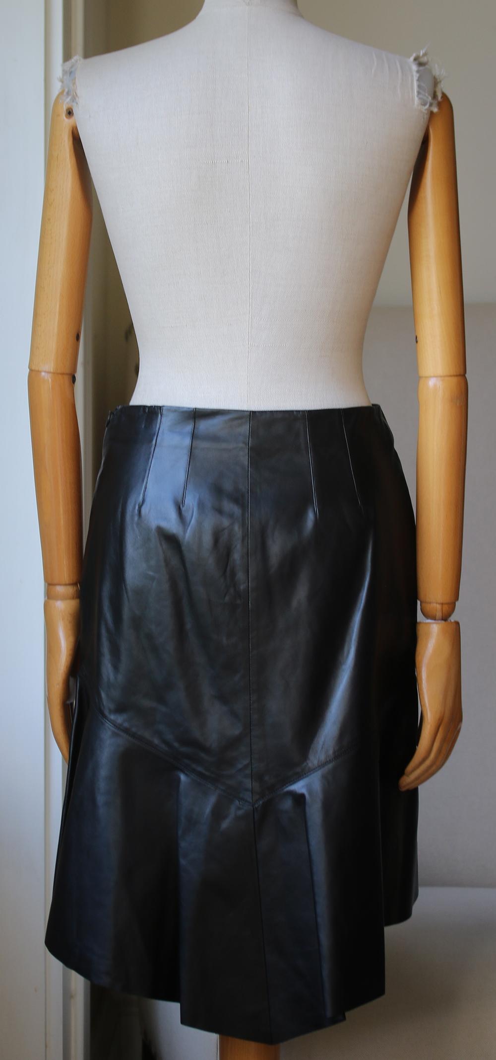 black leather ruffle skirt