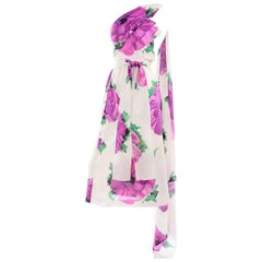 Givenchy Att Haute Couture Antique Purple Pink Floral Silk Dress & Atelier Hat